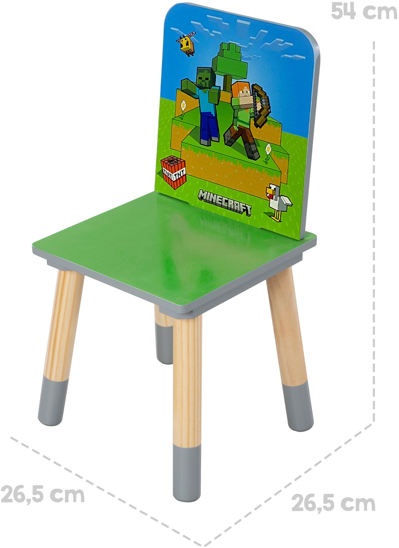 Phoenix Kindersitzgruppe »Minecraft Sitzgruppe« 3 tlg. tlg. Set Tisch mit 2 Stühlen