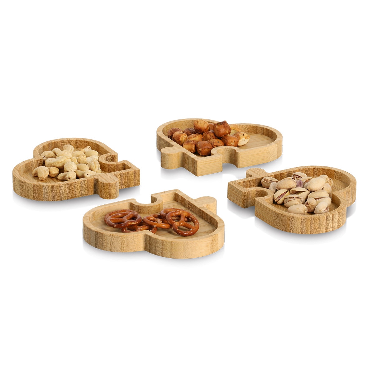 Zeller Present Snackschale »Snackteller "Hearts", Bambus, 2x 4-teiliges Set« 8 aus Bambus ca. 24x24x1,8 cm