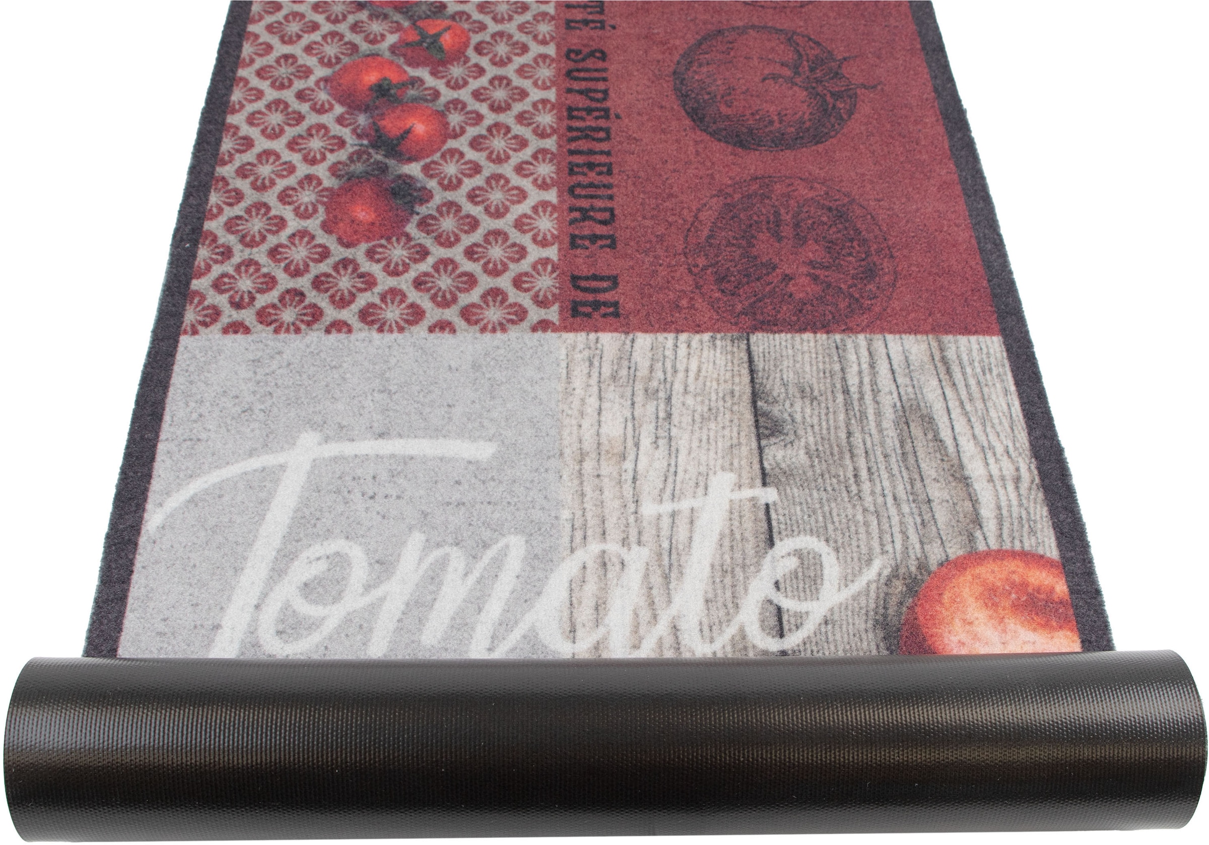 Primaflor-Ideen in Textil Küchenläufer »TOMATO, Made in Belgium« rechteckig 6,5 mm Höhe Motiv Tomaten, mit Schriftzug, rutschhemmend, waschbar, Küche