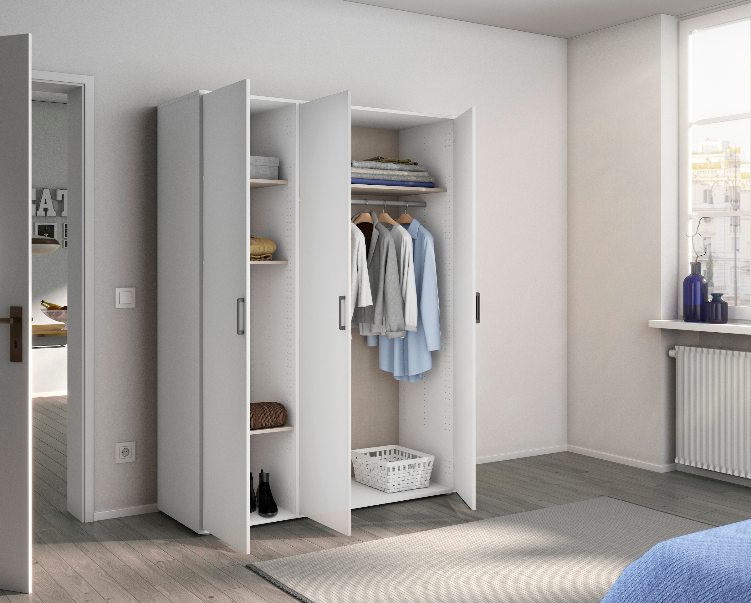 rauch Kleiderschrank »VOYAGER Otto´s Choice Garderobe Wäscheschrank TOPSELLER Schlafzimmer« in 3 verschiedenen Ausstattungen BASIC/CLASSIC/PREMIUM,  Schrank mit modernen Griffen in  viel Stauraum MADE IN GERMANY