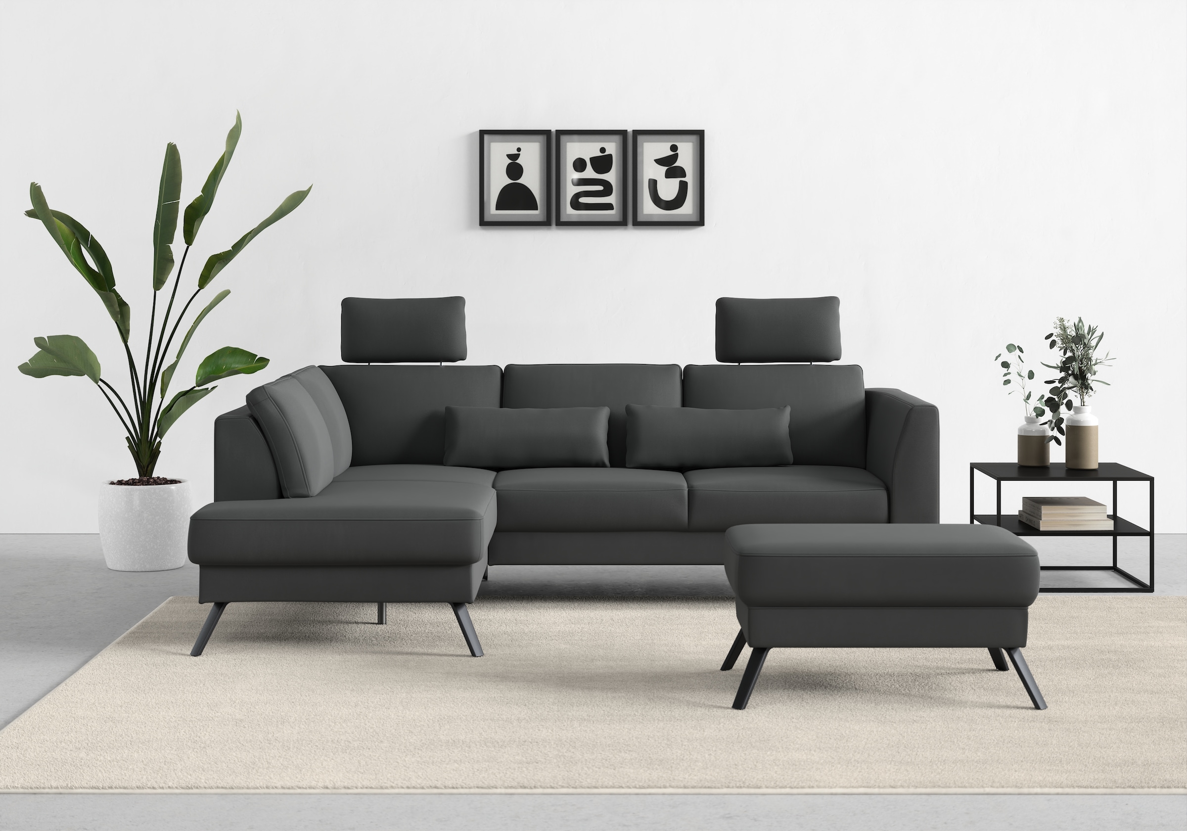 sit&more Ecksofa »Lindholm L-Form« mit Sitztiefenverstellung und Federkern