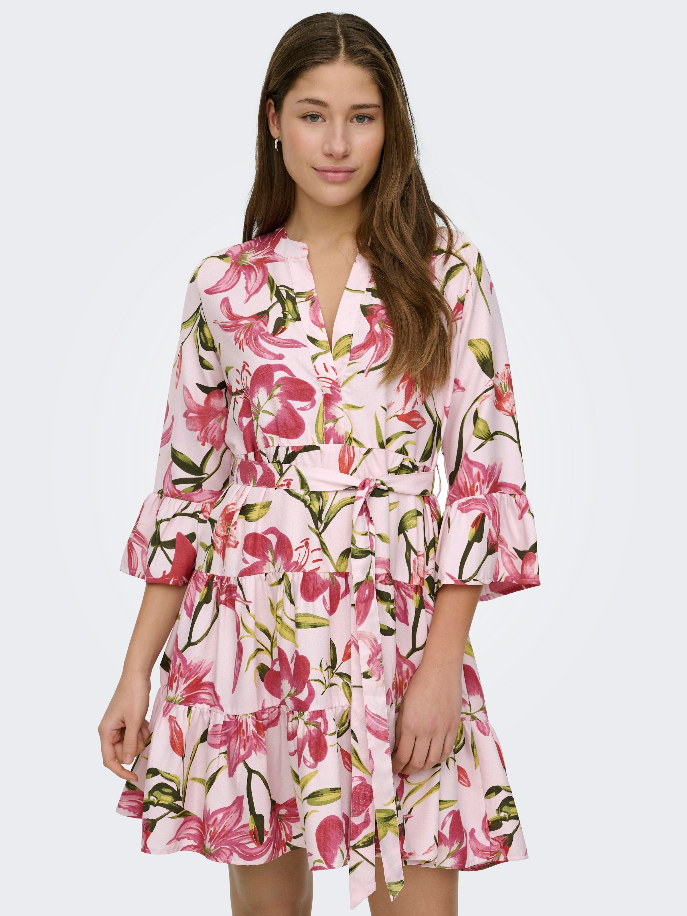 ONLY Tunikakleid »ONLSINA LIFE 3/4 SHORT DRESS NOOS WVN« mit Volant
