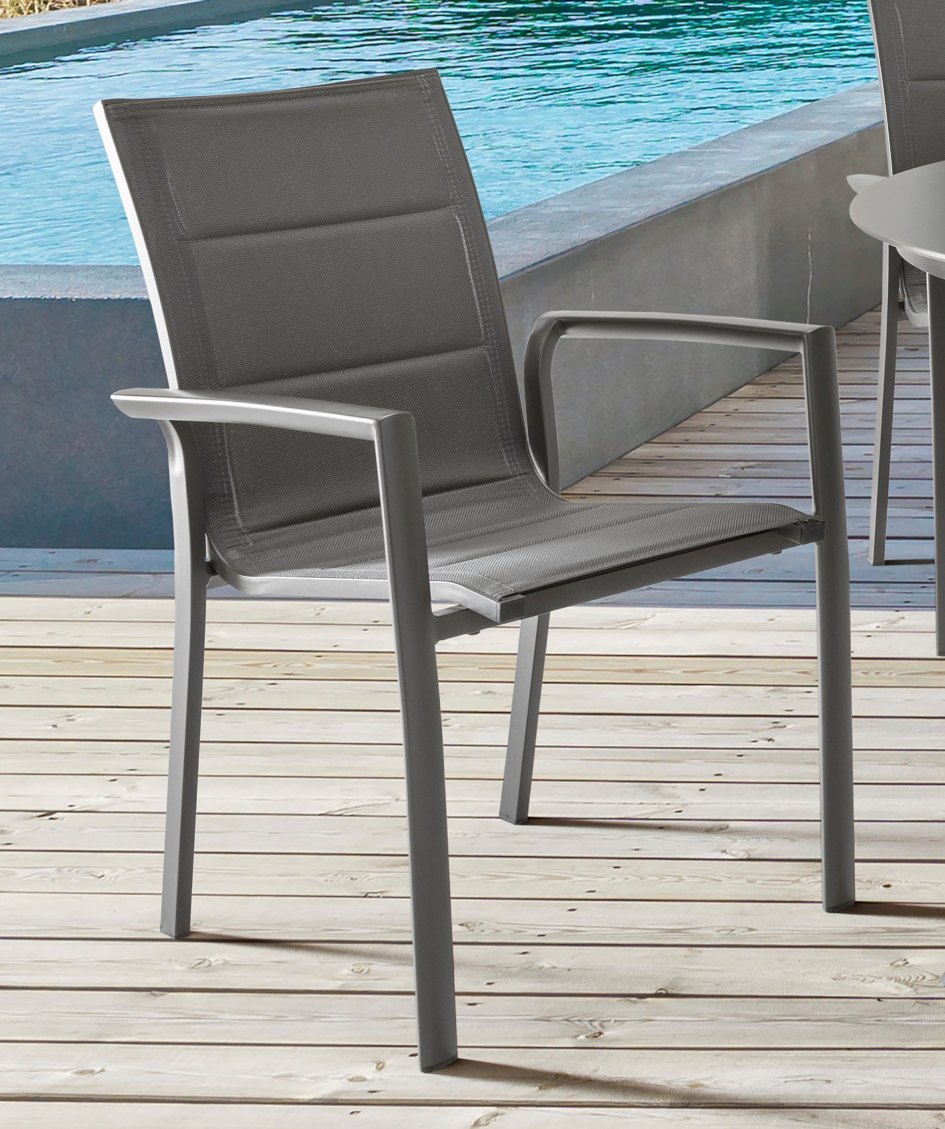 Destiny Garten-Essgruppe »COSTA BARLETTA« 5 Stk. tlg. 4 Stapelsessel Textilene, 1 Tisch Ø 110x77 cm