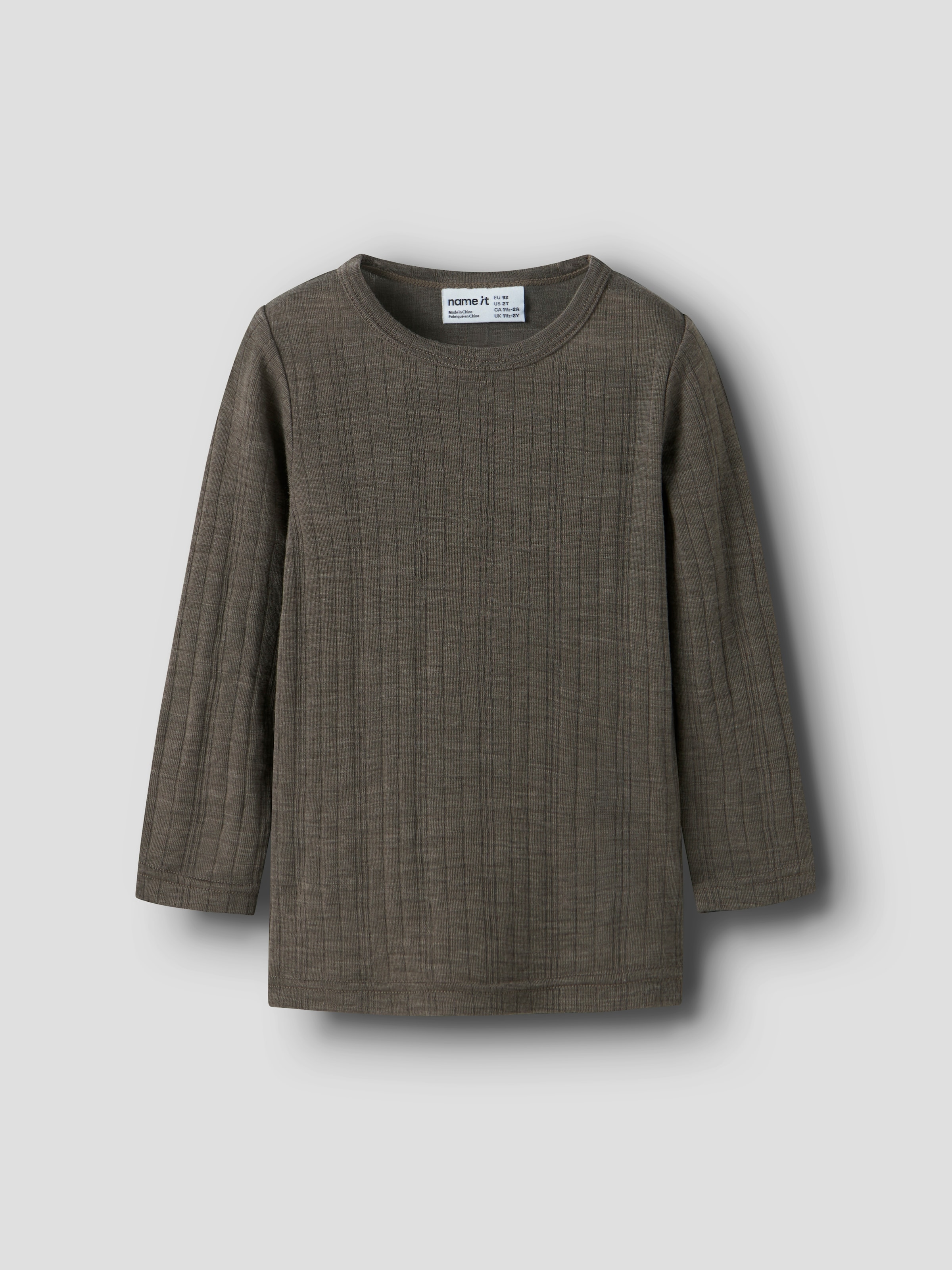 Name It Langarmshirt »NMMWANG WOOL NEEDLE LS TOP SOLID NOOS« aus reiner Merinowolle