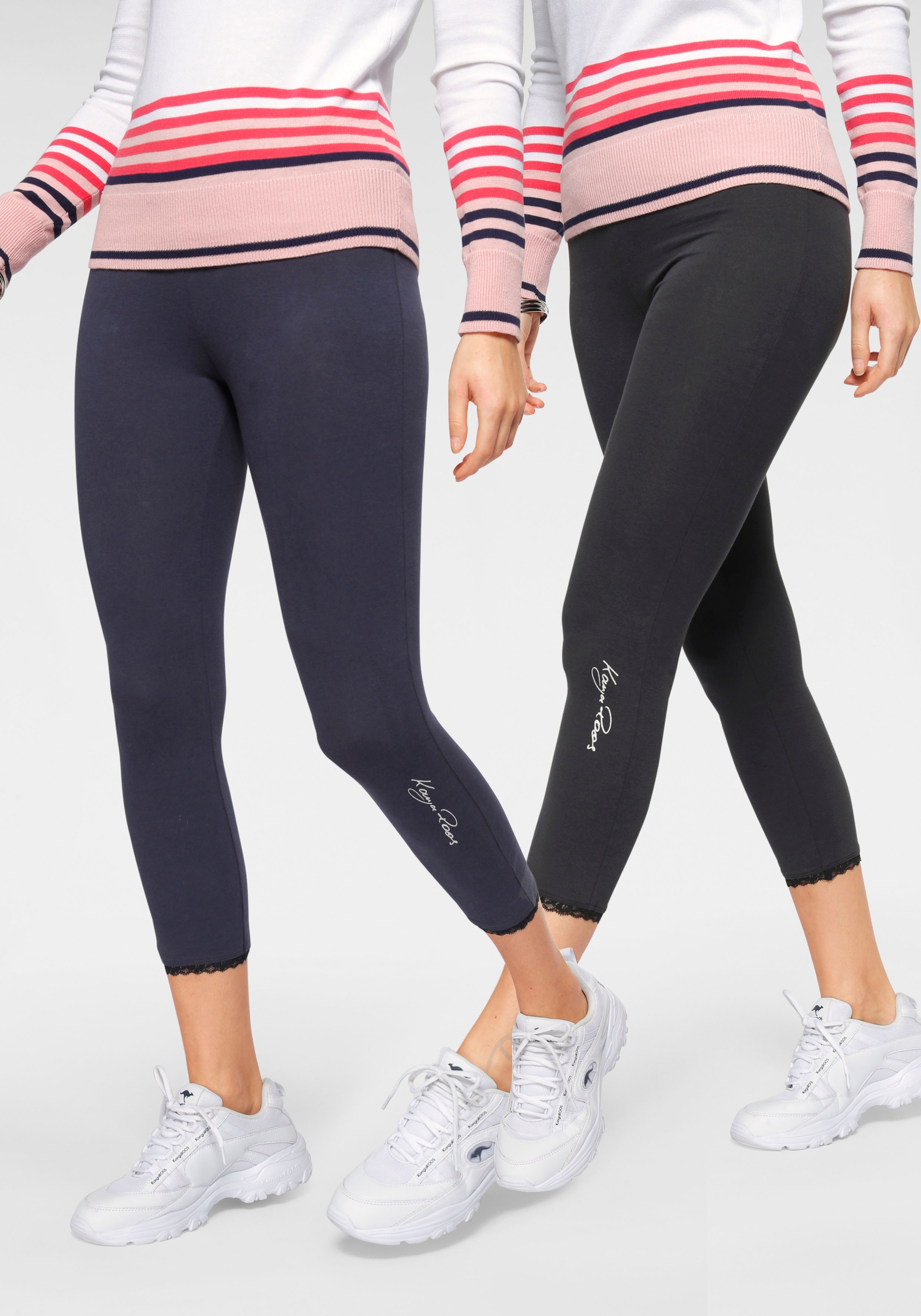 KangaROOS 3/4-Leggings (2 tlg.) mi9t süßen Rüschen am Beinabschluss