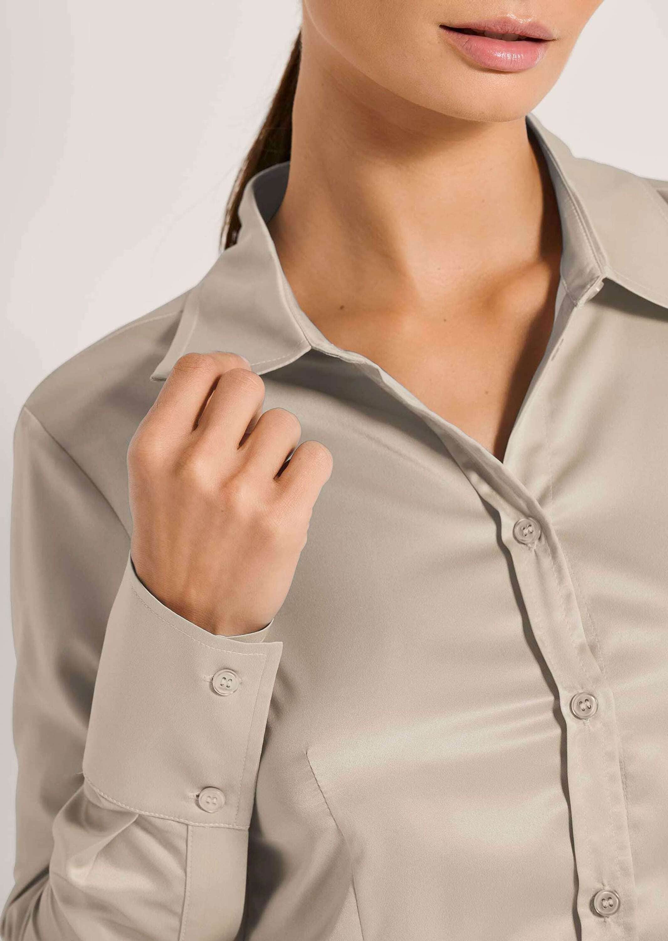 MADELEINE Hemdbluse »Bluse Hemdbluse mit glänzendem Finish« Satinbluse