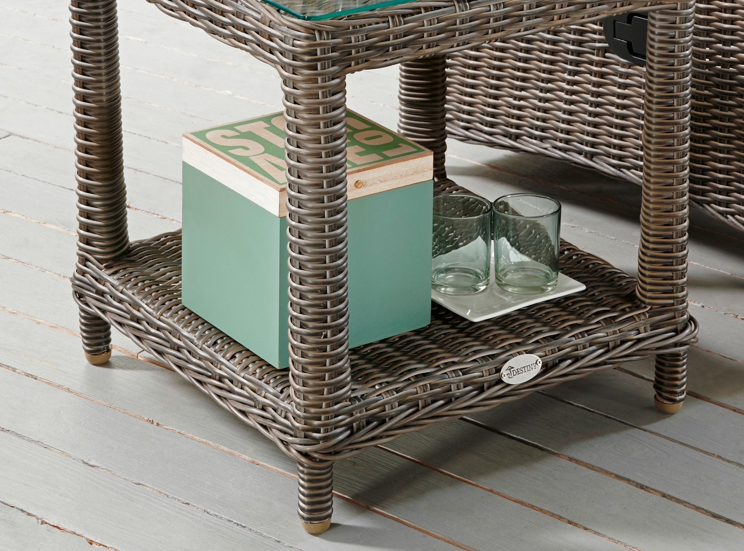 Destiny Gartenlounge-Set »CASA MERANO«, (4 tlg., 1x Sessel, 1x Beistelltisch, inkl. Auflagen), Aluminium, Polyrattan