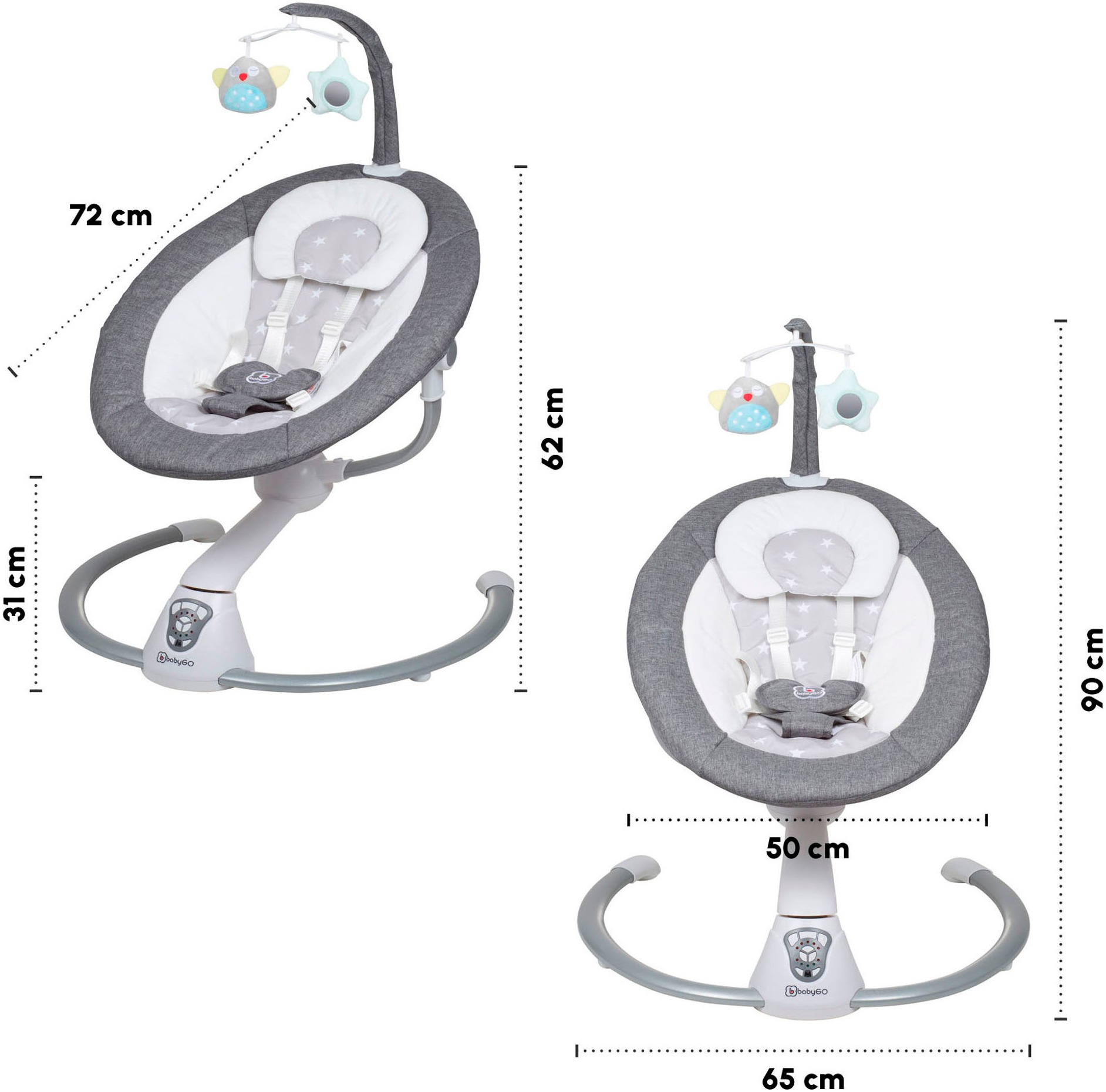 BabyGo Babywippe »Homey«, bis 9 kg, mit Schaukelbewegungen und Sound