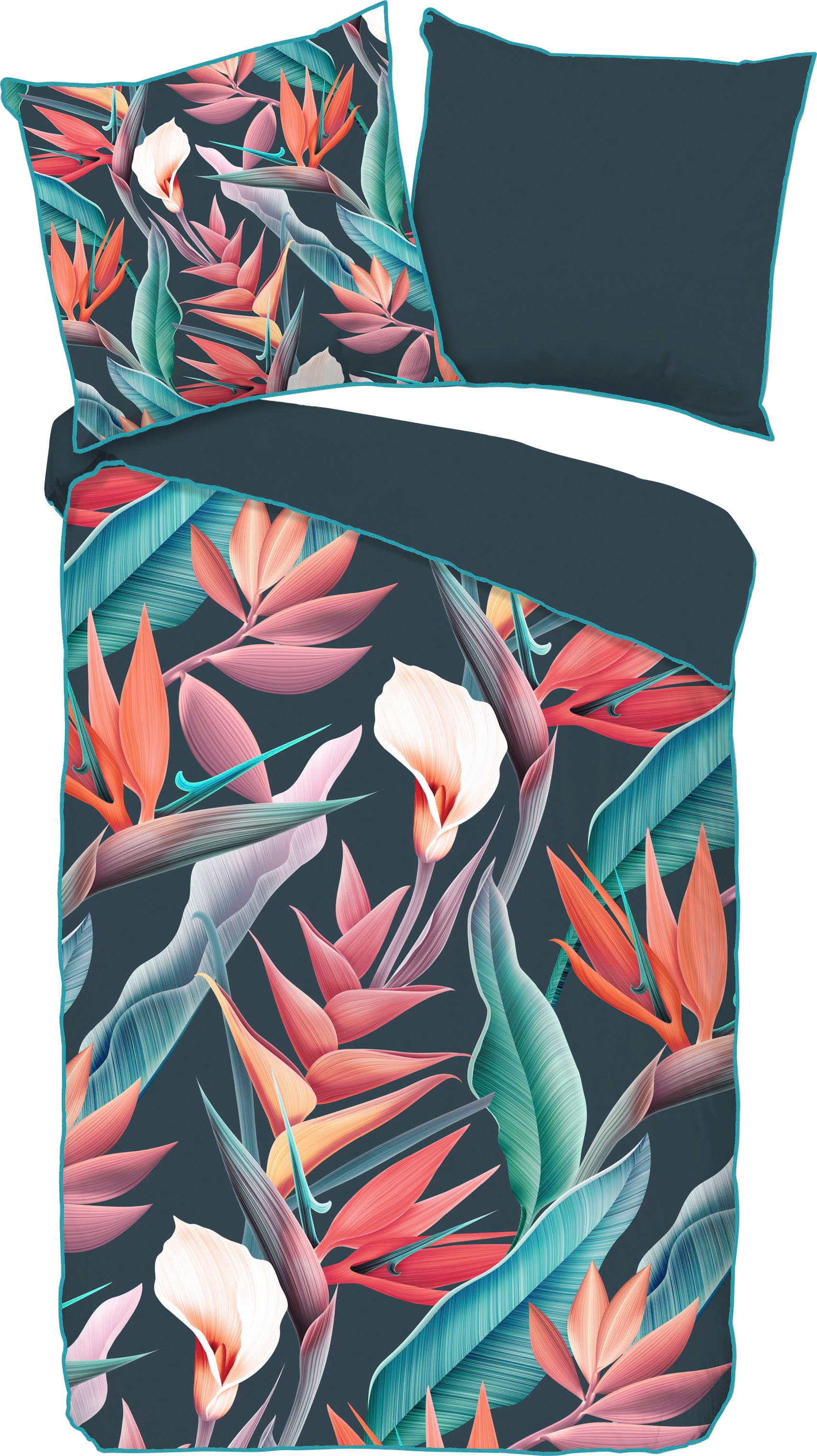 Descanso Bettwäsche »Chloe«, Baumwolle, Satin, 135x200, Biese, Reißverschluss, Wendeoptik, Blumen