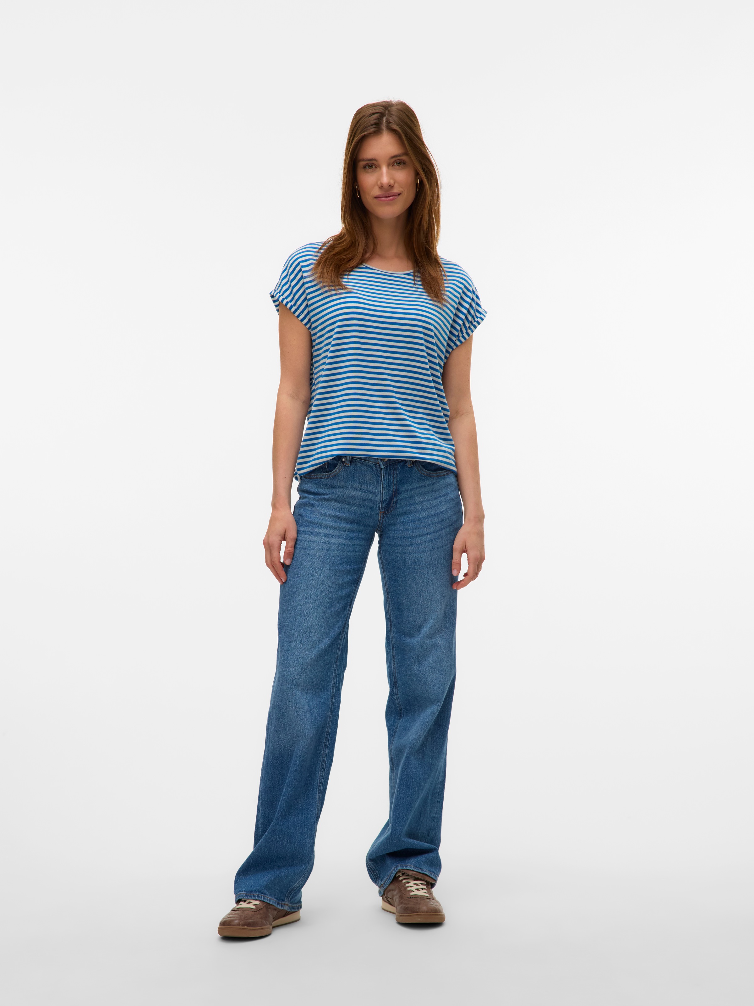 Vero Moda Rundhalsshirt »VMAVA PLAIN SS TOP STRIPE GA JRS NOOS«