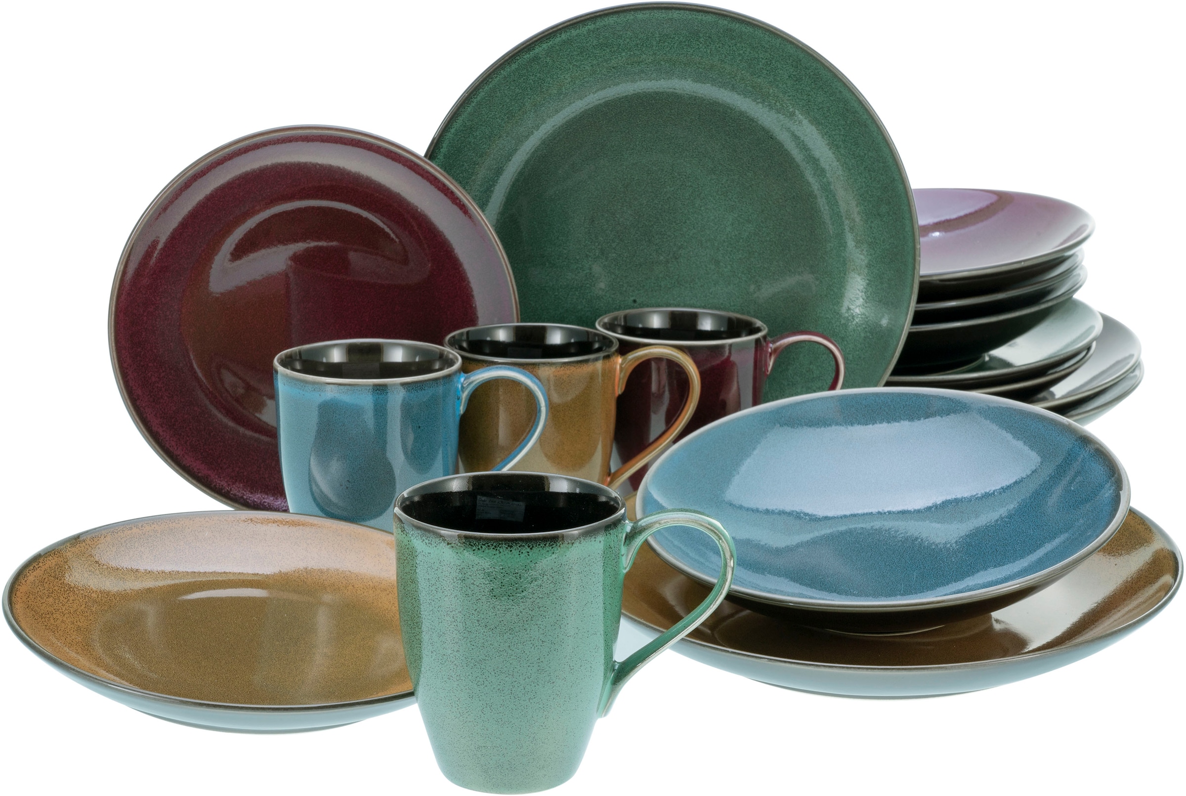 CreaTable Kombiservice "Geschirr-Set Marrakesch" Service, mit Vintage Aussenrand, 16 Teile, für 4 Personen
