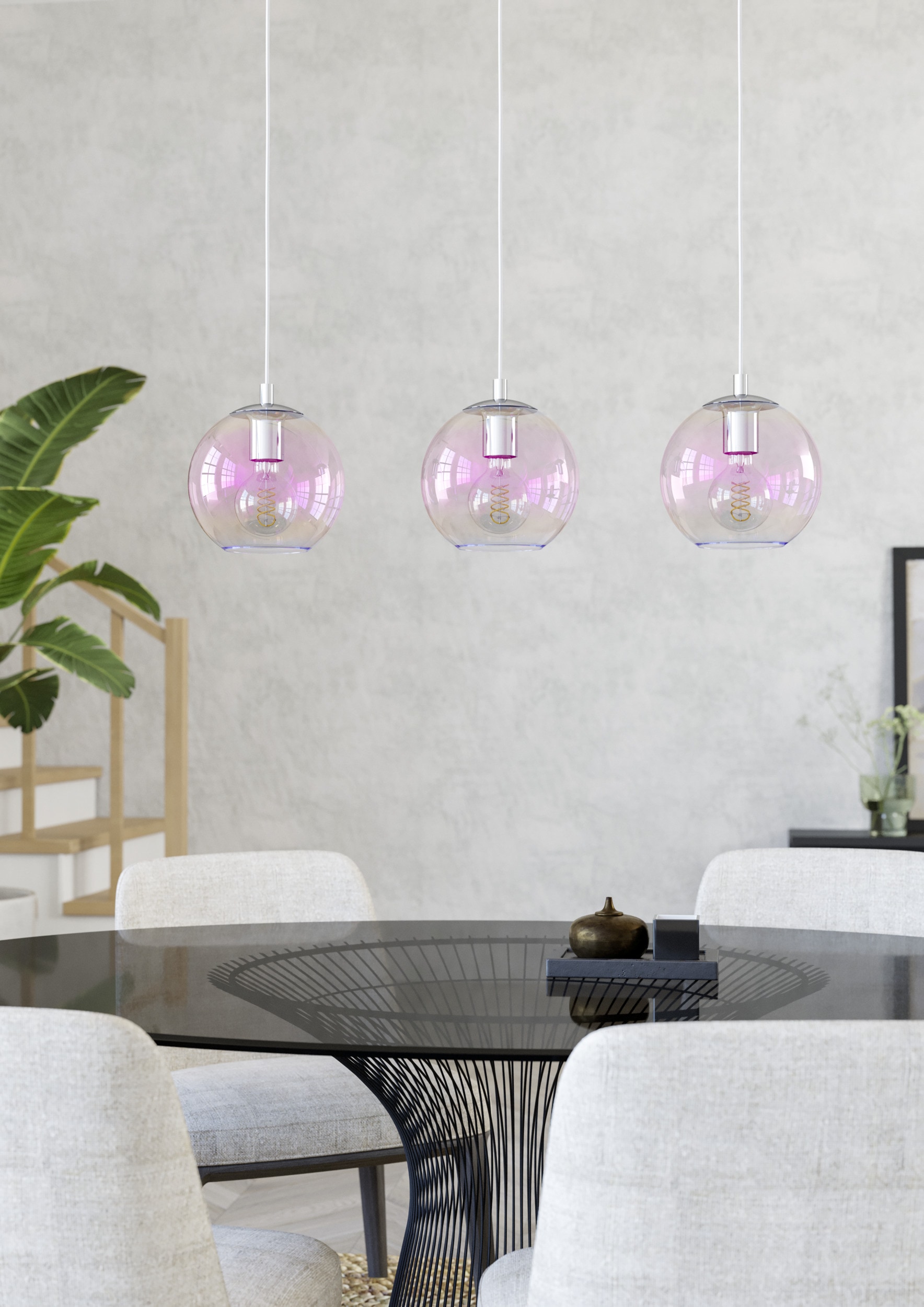 EGLO Hängeleuchte »ARISCANI 2 Pendellampe - Stahl - E27 - 3X60W - IP20« E27 1 Stk. Hängelampe, Deckenlampe, Wohnzimmer, Esszimmer, L76,5 x B16,5 x H110cm