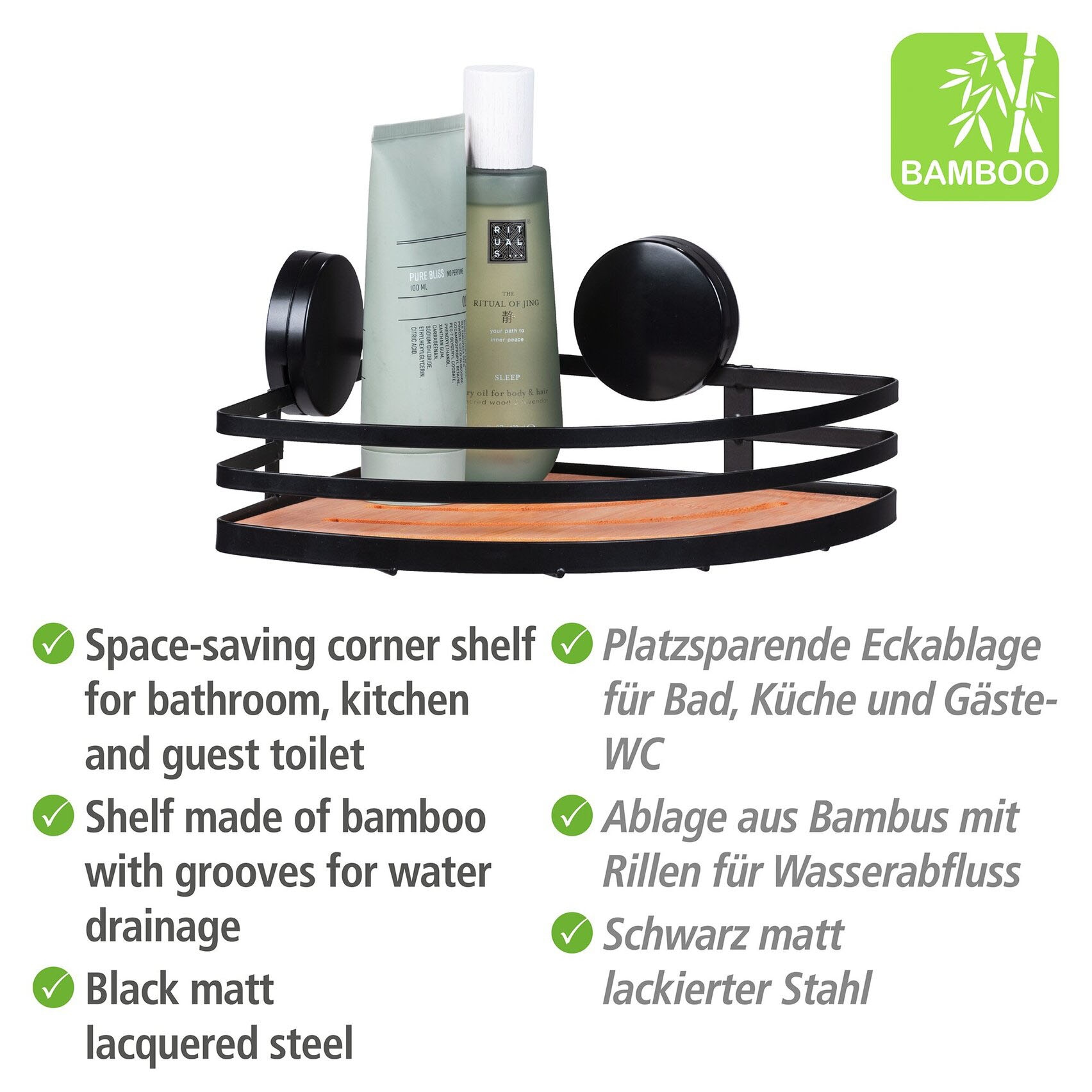WENKO Badregal »Static-Loc® Alba« Eckablage, Befestigen ohne bohren
