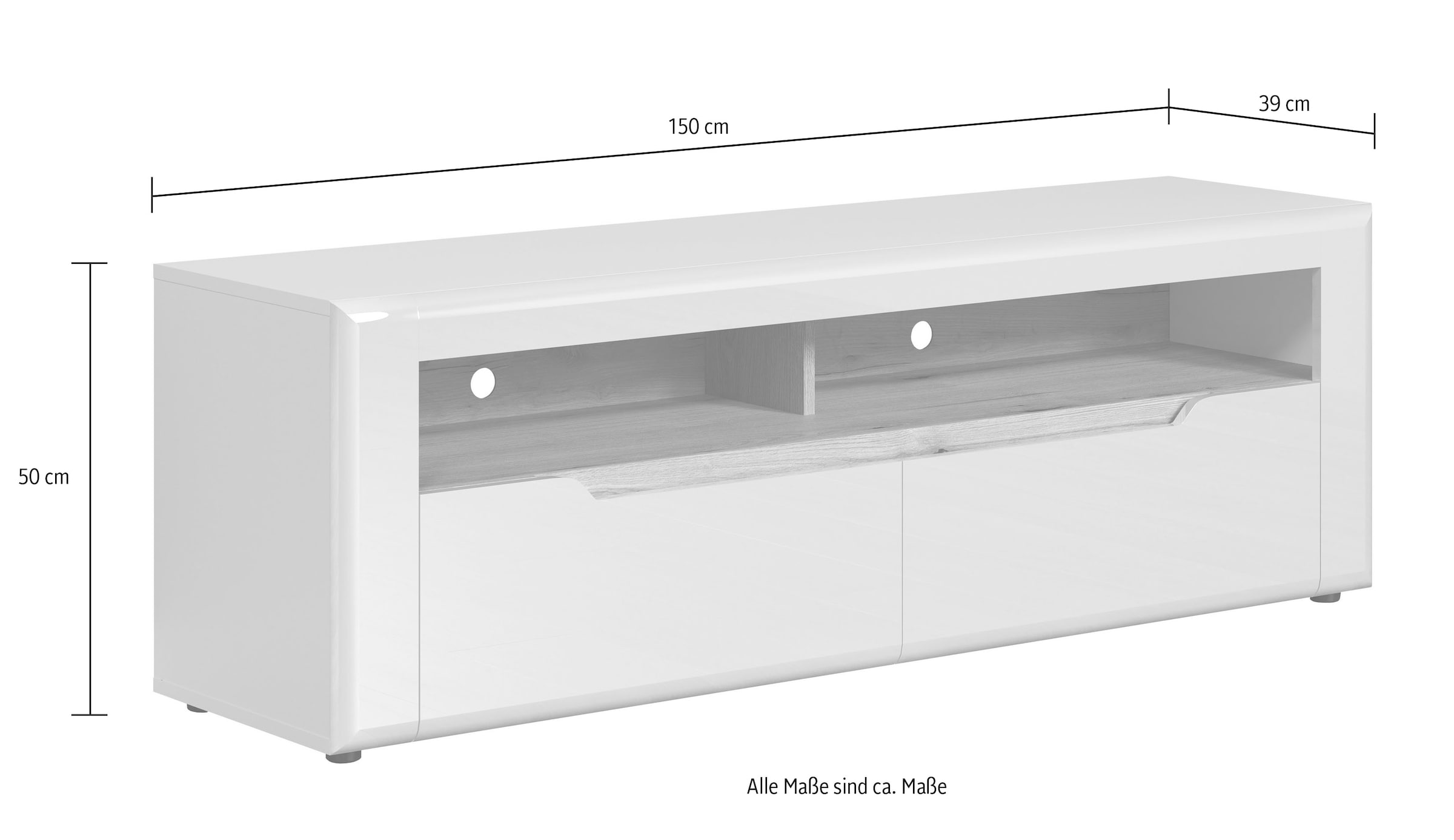 INOSIGN Lowboard »Graz TV-Kommode«, (Packung, 1 St.), Griffloses TV-Lowboard, Breite 150 cm