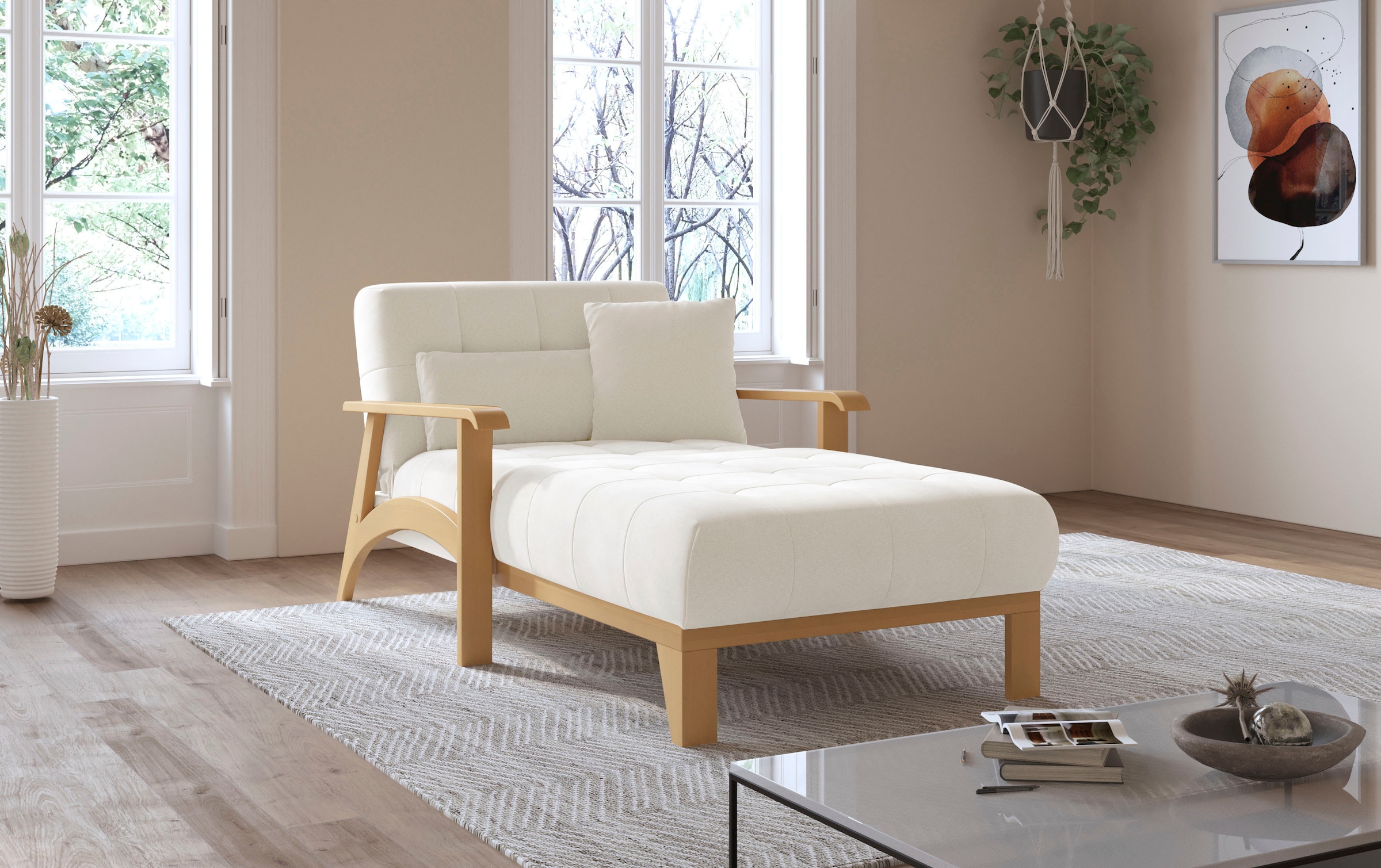 sit&more Recamiere »Billund« Armlehnen aus eichefarbigem Buchenholz, verschiedene Bezüge und Farben