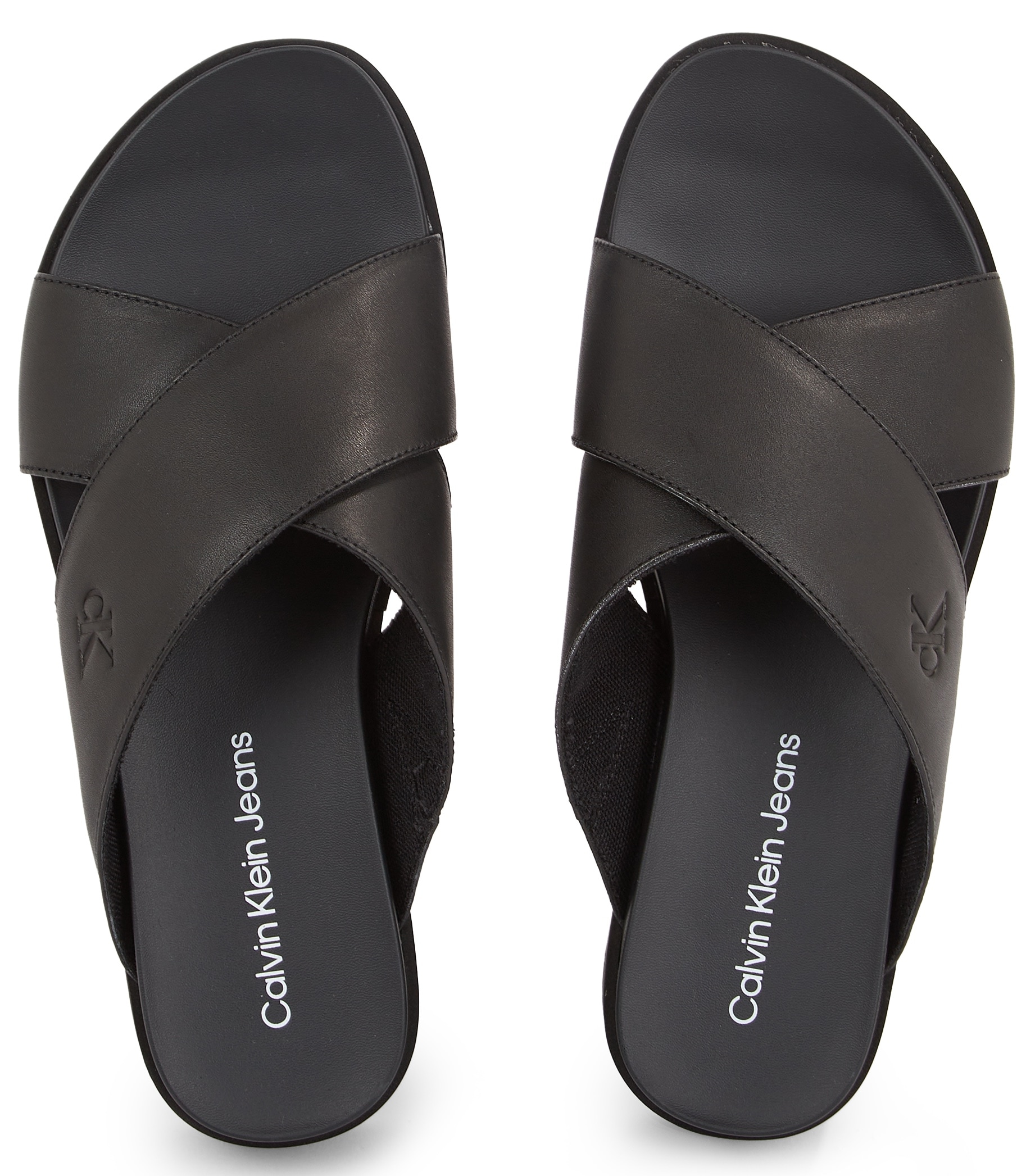 Calvin Klein Jeans Pantolette »FLATFORM CROSS MG UC«, Plateau, Sommerschuh, Schlappen mit Kreuzbandage