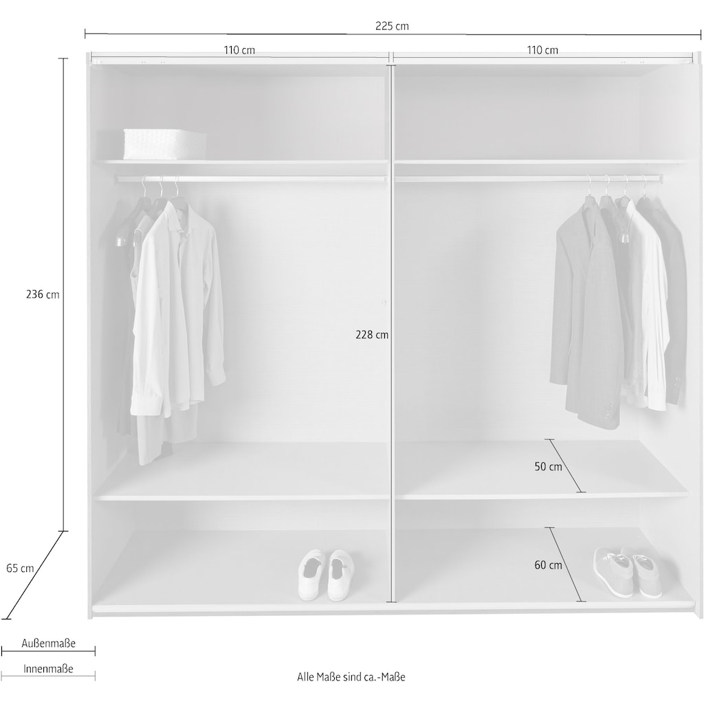 Wimex Schwebetürenschrank »Altona«, mit Glaselementen und zusätzlichen Einlegeböden