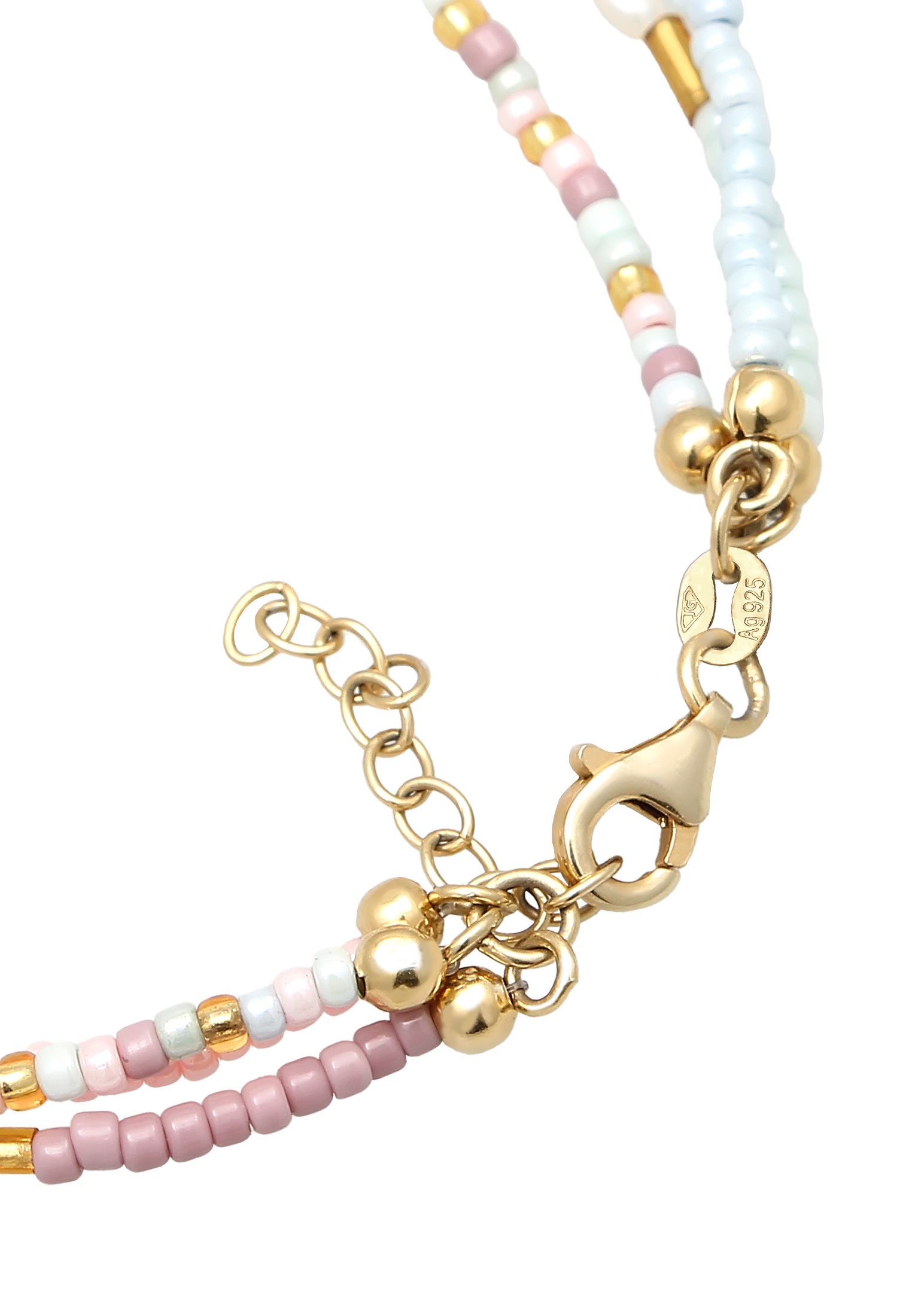 Elli Armkette »Armband Süßwasserzuchtperlen Glasperlen Pastell 925 Sterling Silber Vergoldet«