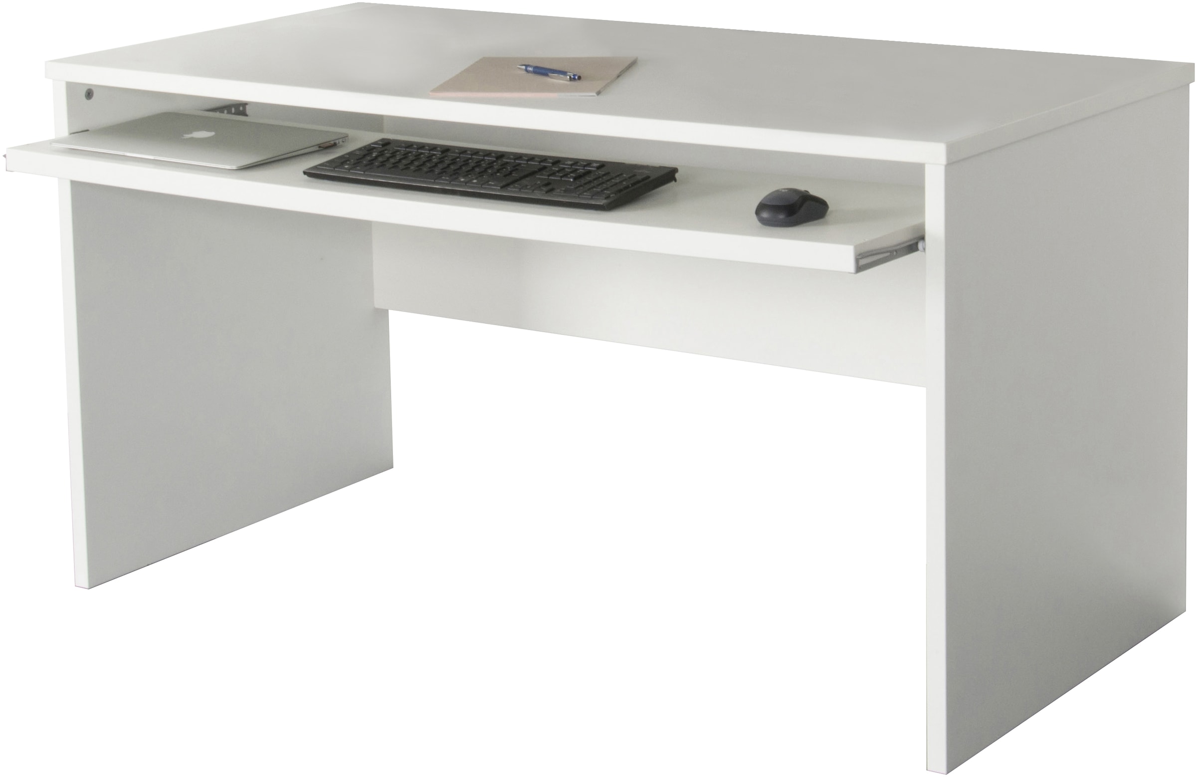 VOGL Möbelfabrik Schreibtisch »Barrie mit 2-farbigem Tastaturauszug«, in 2 Breiten, 2,5 cm Tischplattenstärke, Made in Germany