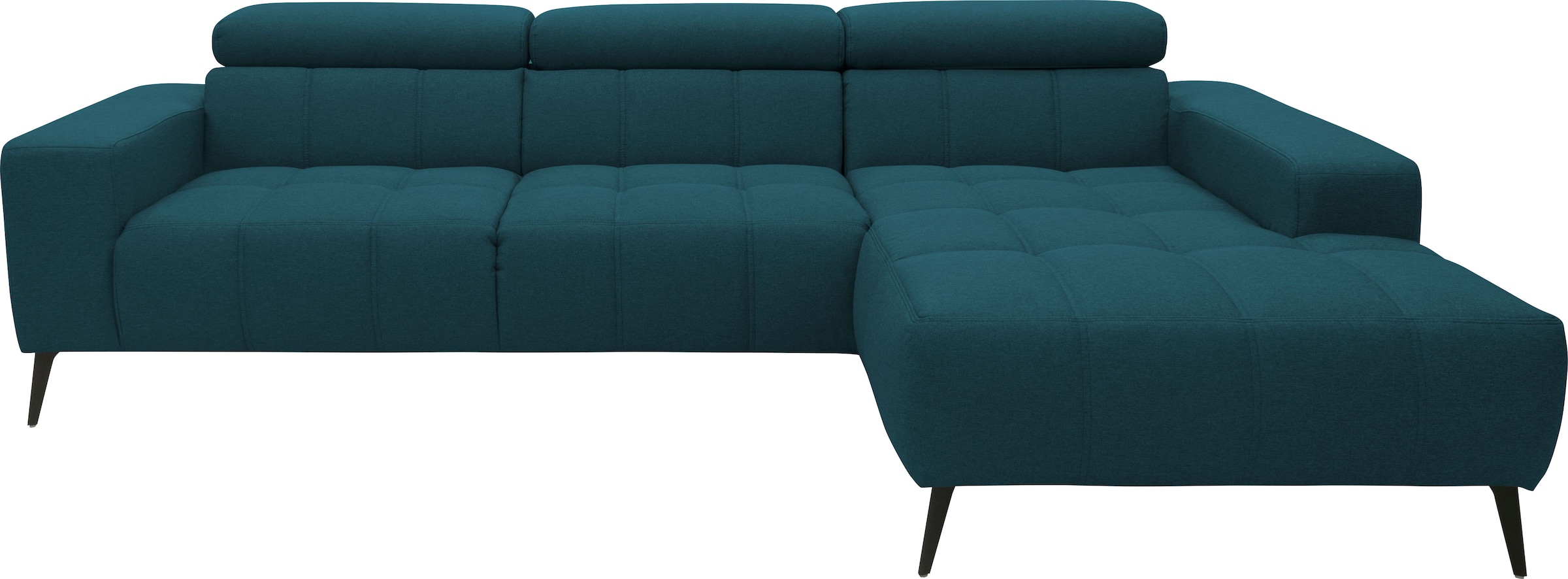DOMO collection Ecksofa »Trento L-Form, mit Kufenfuß oder Einzelfuß«, wahlweise mit Kopfteilverstellung, Recamiere links/rechts bestellbar