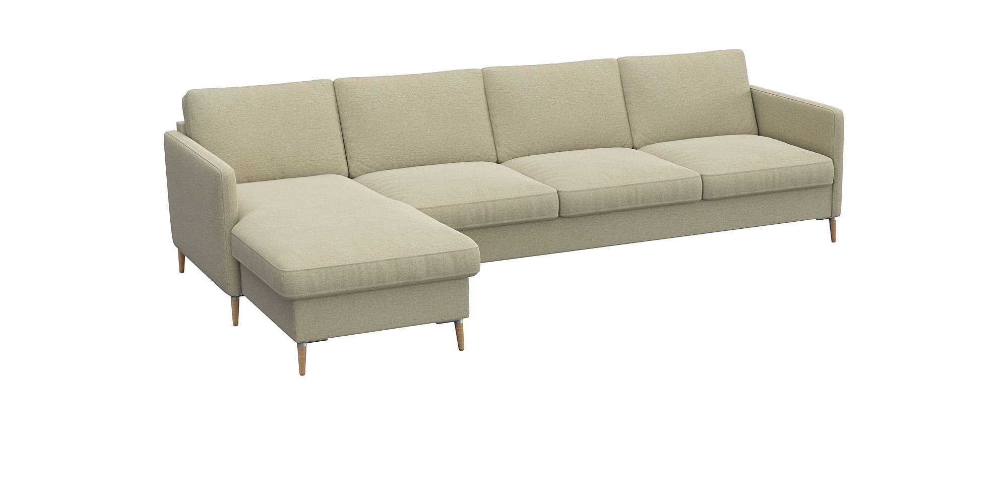 FLEXLUX Ecksofa »Fiore, super Sitzkomfort durch Kaltschaum im Sitz, L-Form« schmale Armlehnen, Füße Alu+ Eiche