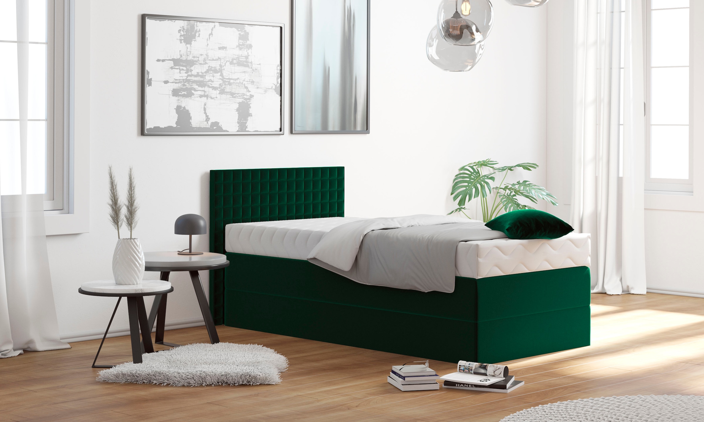 Boxspringbett, mit Zierkissen, wahlweise mit Topper