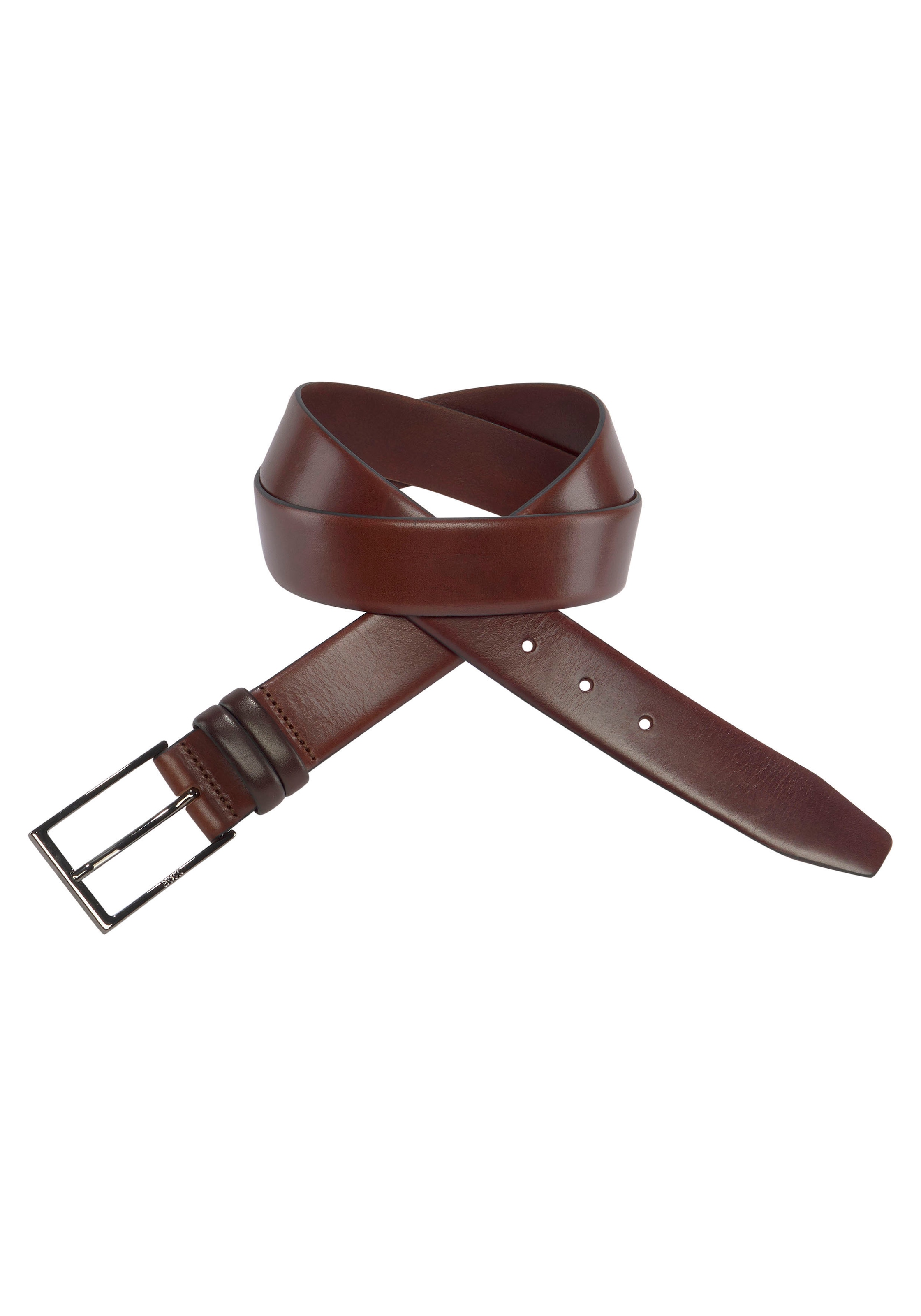 BOSS Ledergürtel »Carmello« aus gegerbtem Leder mit HUGO BOSS Logo-Prägung auf Metallschliesse