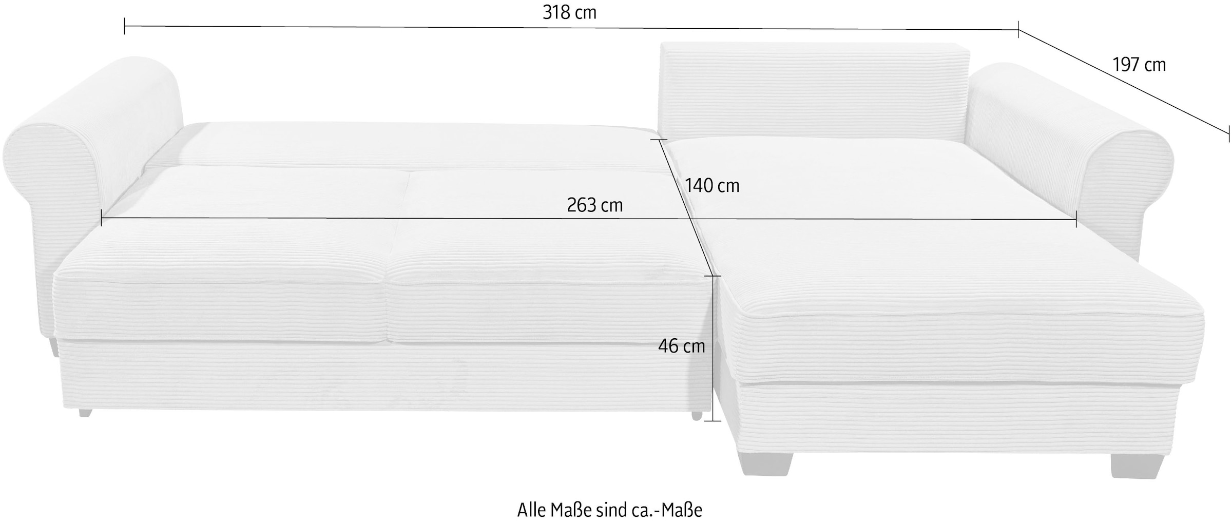 ED EXCITING DESIGN Ecksofa »Angelina L-Form«, mit Bettfunktion, Bettkasten & 5 Zierkissen