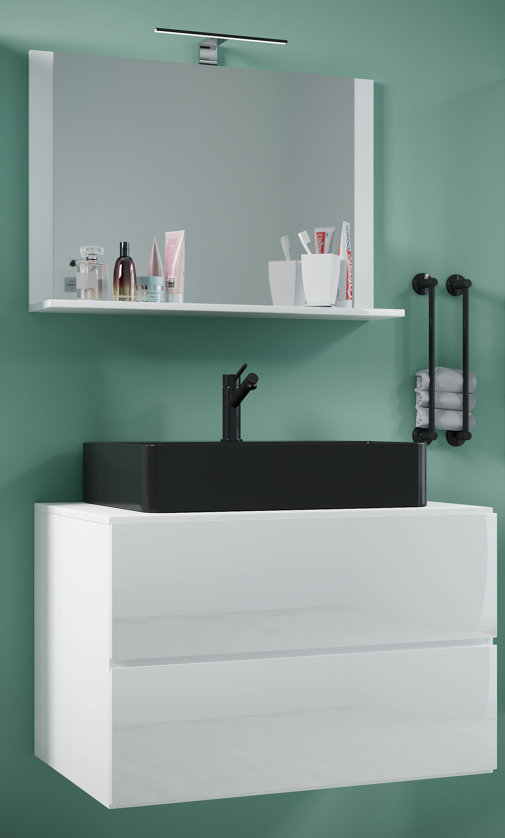 VCM Waschtisch »3-tlg Waschtisch Badmöbel Lendas 80 cm M Schublade« 3 Stk. tlg.