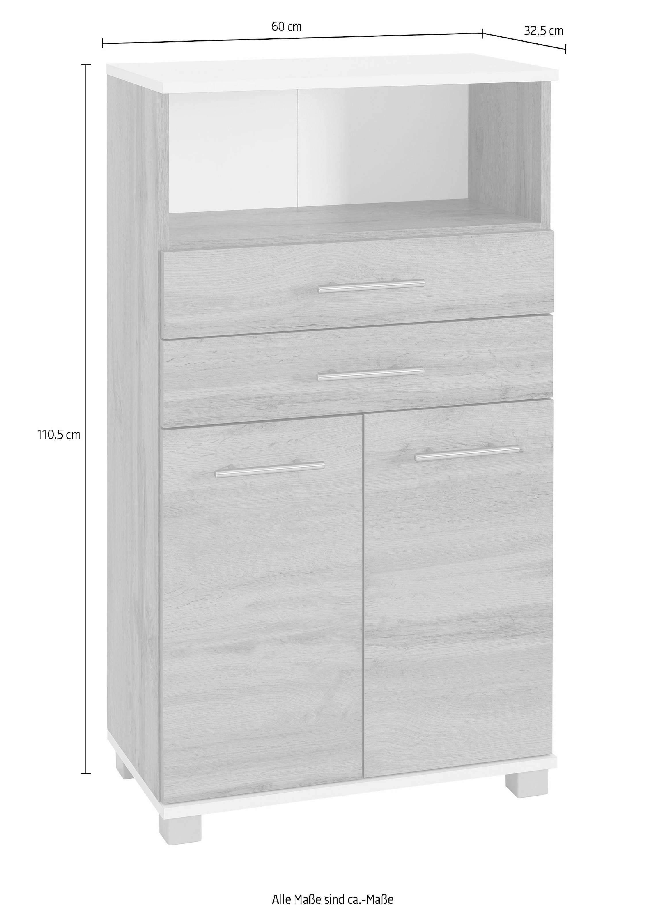 Schildmeyer Midischrank »Rhodos«, Breite 60 cm, verstellbarer Einlegeboden, Metallgriffe, 2 Schubladen