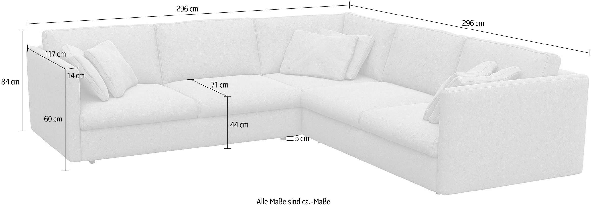 FLEXLUX Ecksofa »Lovane gleichschenklig, bequem und komfortabel«, Weich & anschmiegsam, große Sitztiefe auf Kaltschaum, Dekokissen inkl.