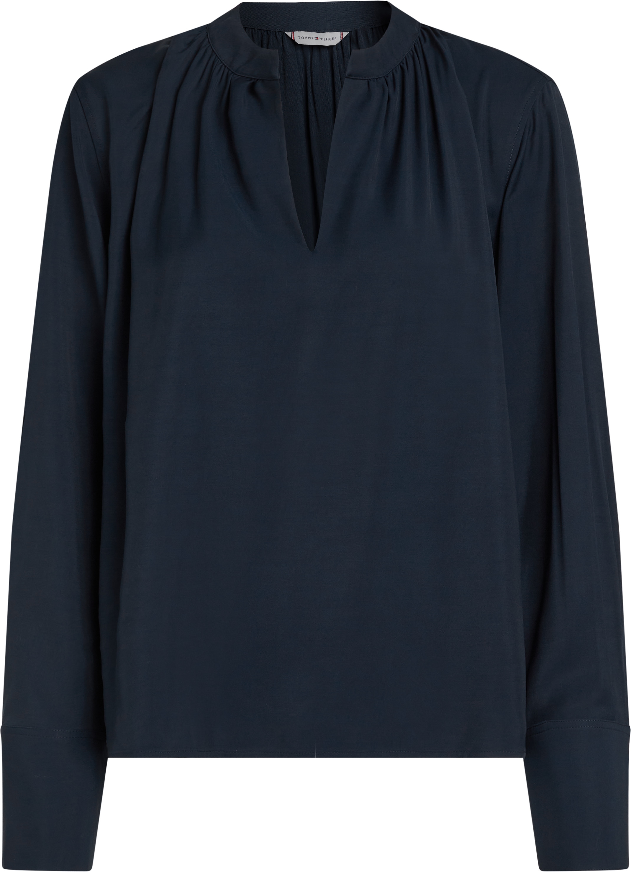 Tommy Hilfiger Langarmbluse »SOFT VIS V NECK LS BLOUSE«, mit Raffungen