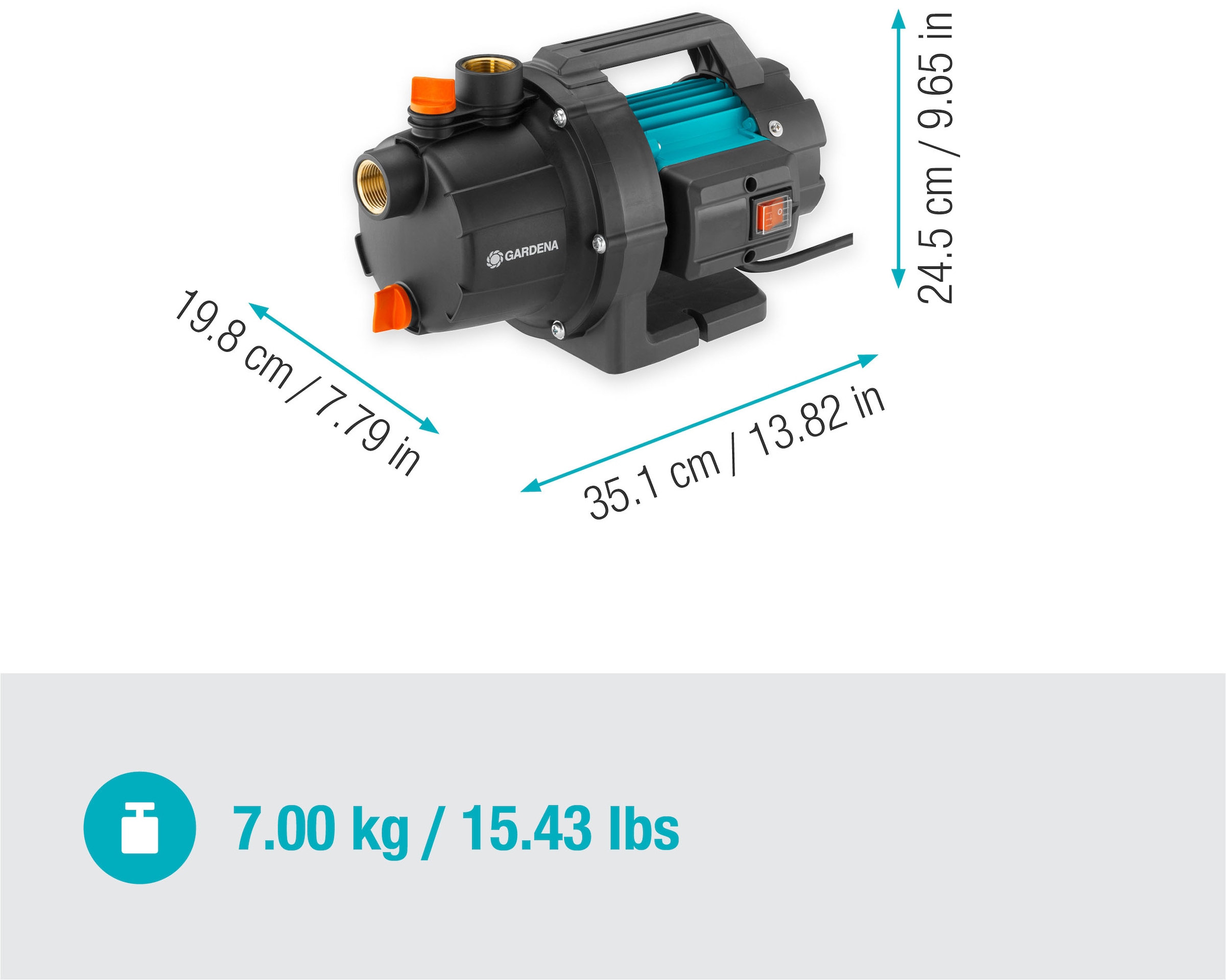 GARDENA Gartenpumpe »3700/4 P BASIC«, leise und vielseitig einsetzbar, 3700 l/h, 800 W
