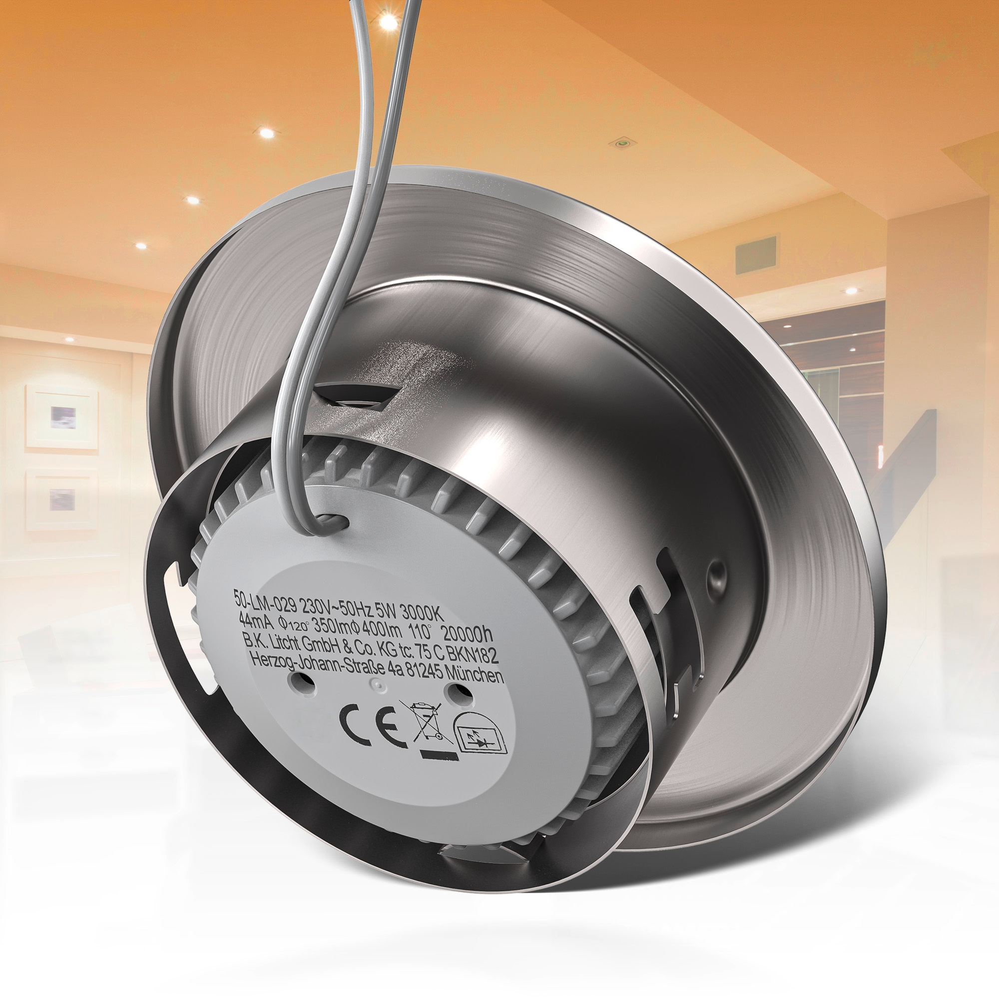 B.K.Licht LED Einbauleuchte »10er Set Einbaustrahler, Ultraflache Spots, Schwenkbare Deckenspots« LED-Modul 10 Stk. Warmweiß 3.000K, 400Lm, 4,8W, Kunststoff, 8,6 x 2,6 cm, Nickel