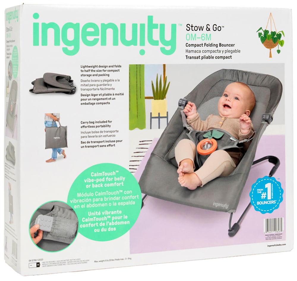 ingenuity Babywippe »Stow & Go™ Compact Folding Bouncer« bis 9 kg mit Vibration