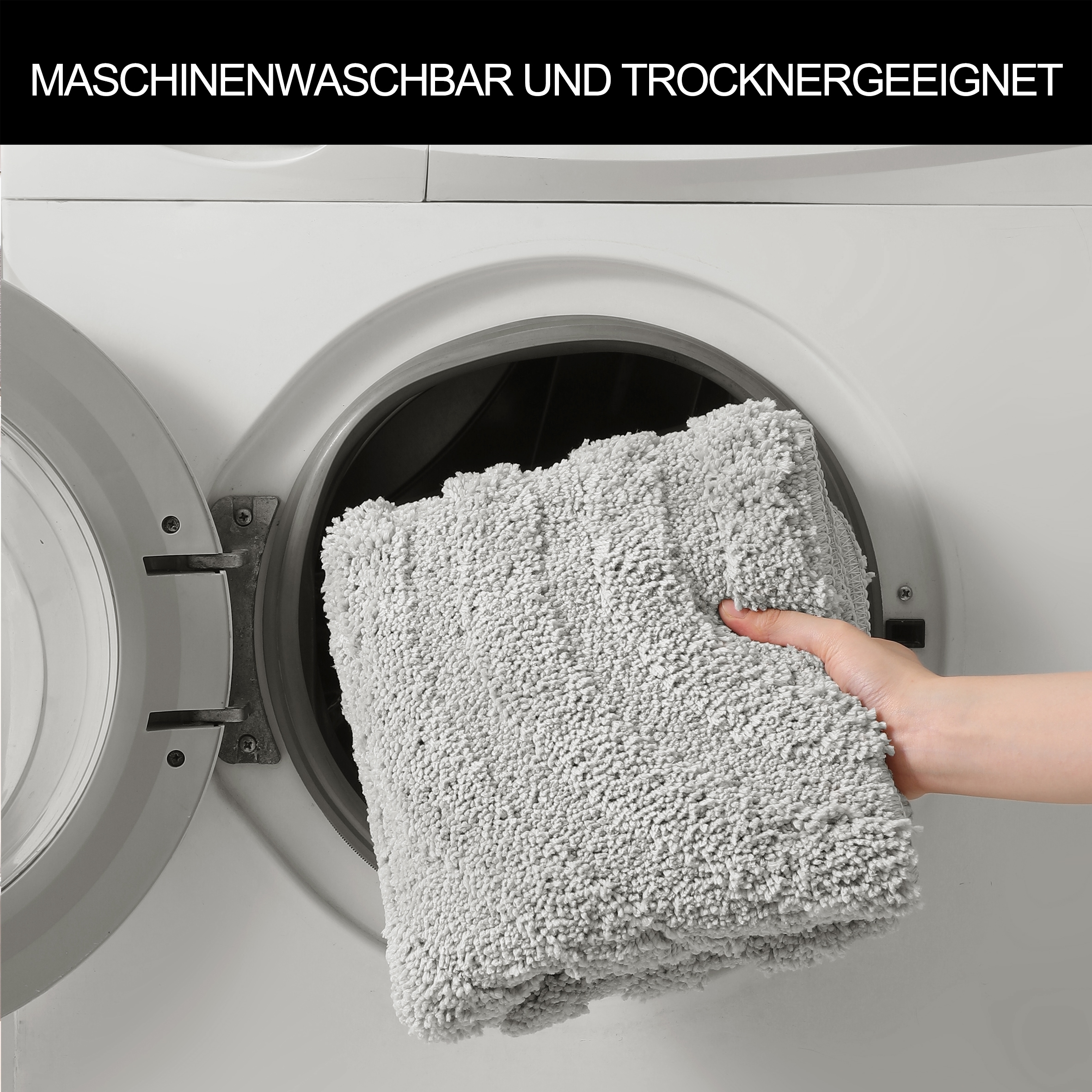 my home Badematte »Sanremo Scandi, Badvorleger, Badezimmer Teppich, Duschvorleger«, rutschhemmend beschichtet, strapazierfähig, Badteppich, Uni Farben, Hoch-Tief-Effekt, modernes Muster, Boho
