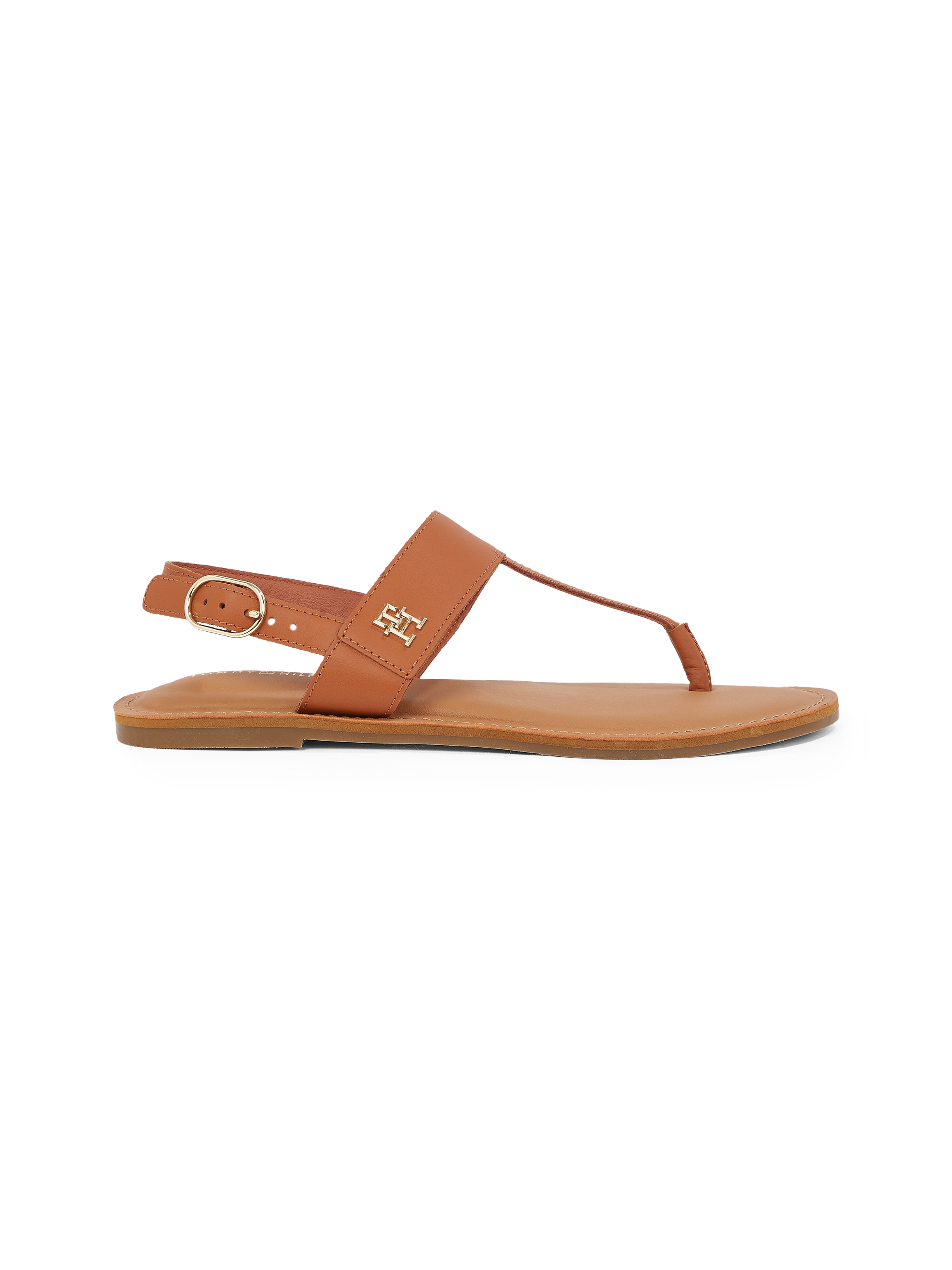 Tommy Hilfiger Riemchensandale »LEATHER THONG SANDAL«, Sandalette, Sommerschuh, Flats mit Zehensteg