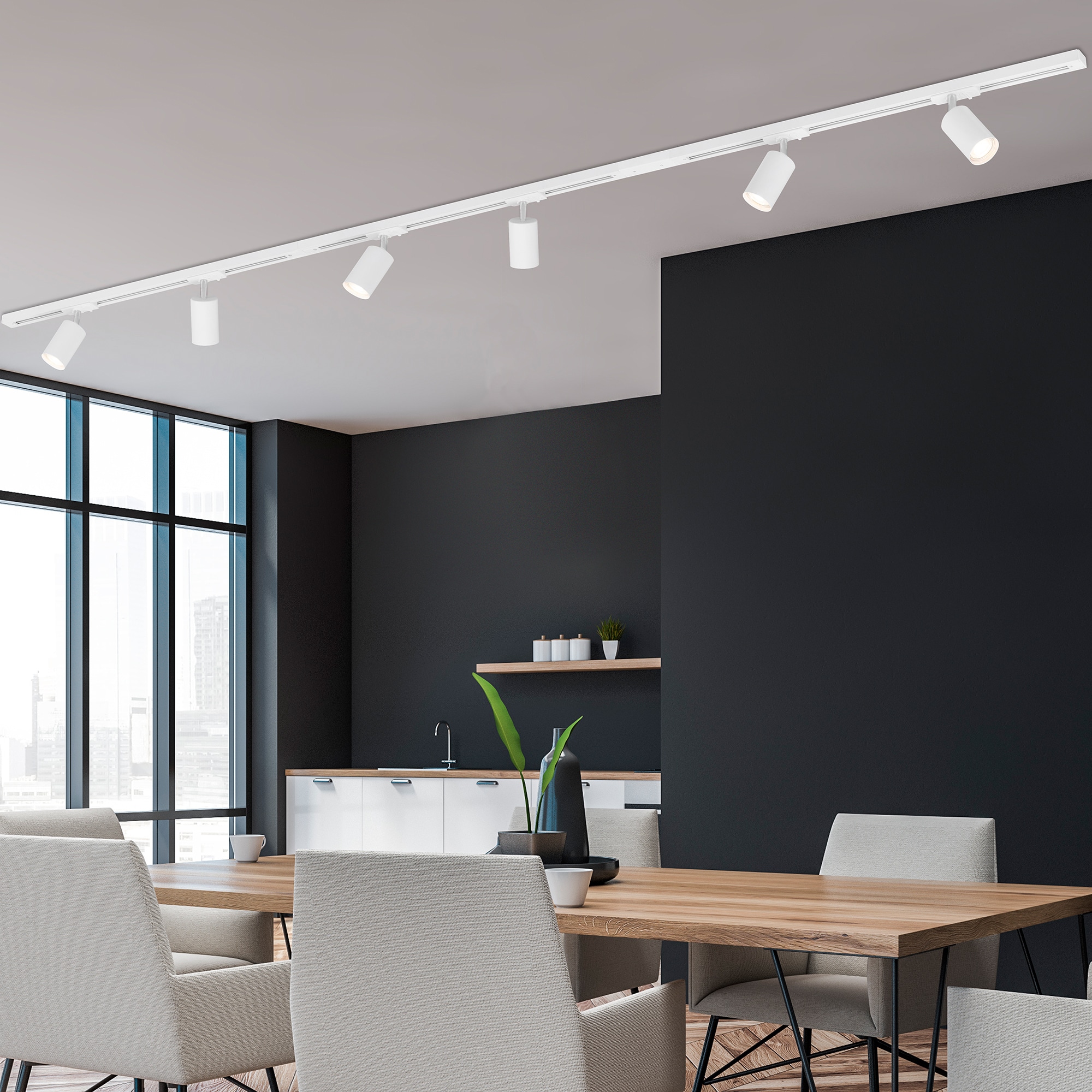 Briloner Leuchten Schienensystem-Sets »RAIL« GU10 2 Stk. Schienensystem Rail 2,25 m Weiß max. 9W Decke Wohnzimmer Büro Küche