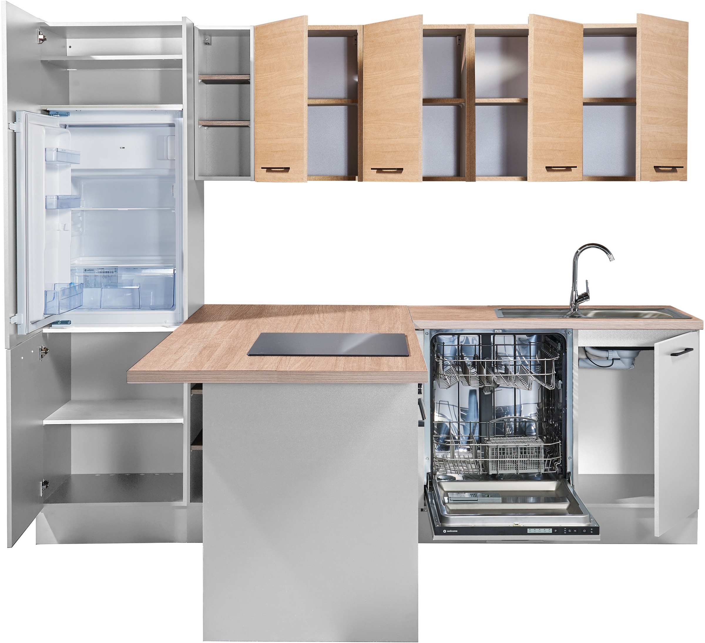 BASIC by Balculina Küchenzeile »Girona B/H/T 265x211x200 cm« Breite 265cm, wahlweise mit E-Geräte, Softclose