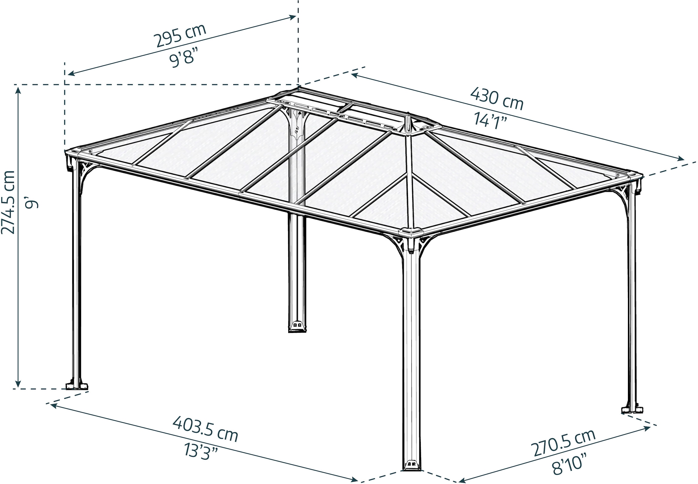 Palram - Canopia Pavillon »Martinique«, BxT: 430x295,5 cm