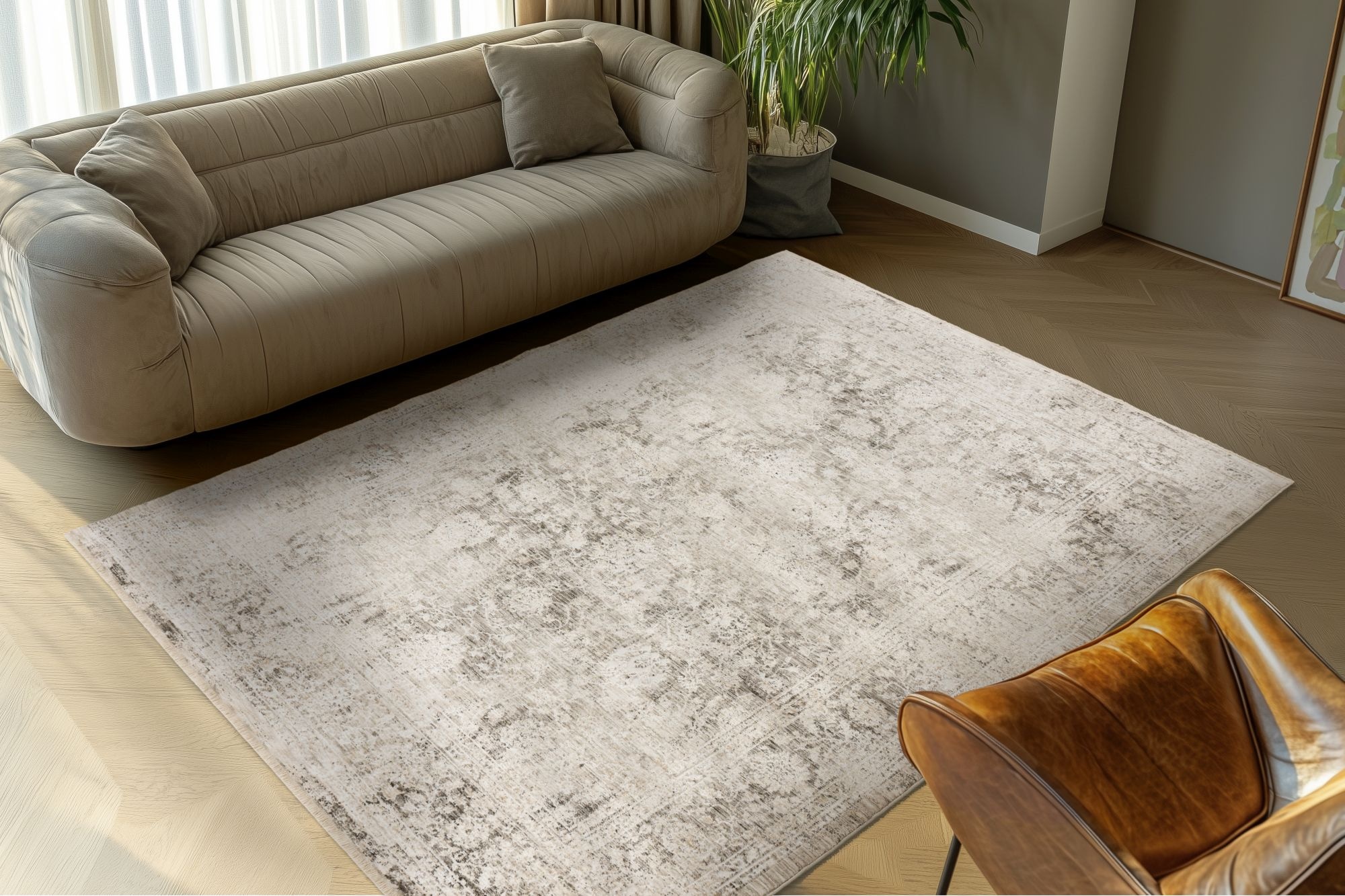 Kayoom Teppich »Amora 258« rechteckig 13 mm Höhe Kurzflor, Vintage, Orient, Hoch Tief Struktur, Wohnzimmer