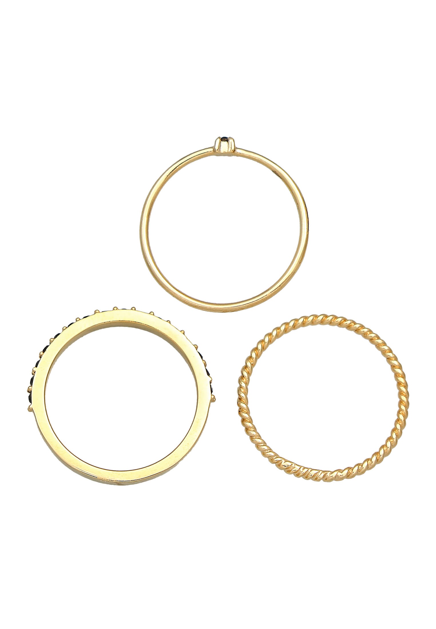 Elli Ring-Set »Ring Stapelring Kristalle 3er Set 925 Silber«