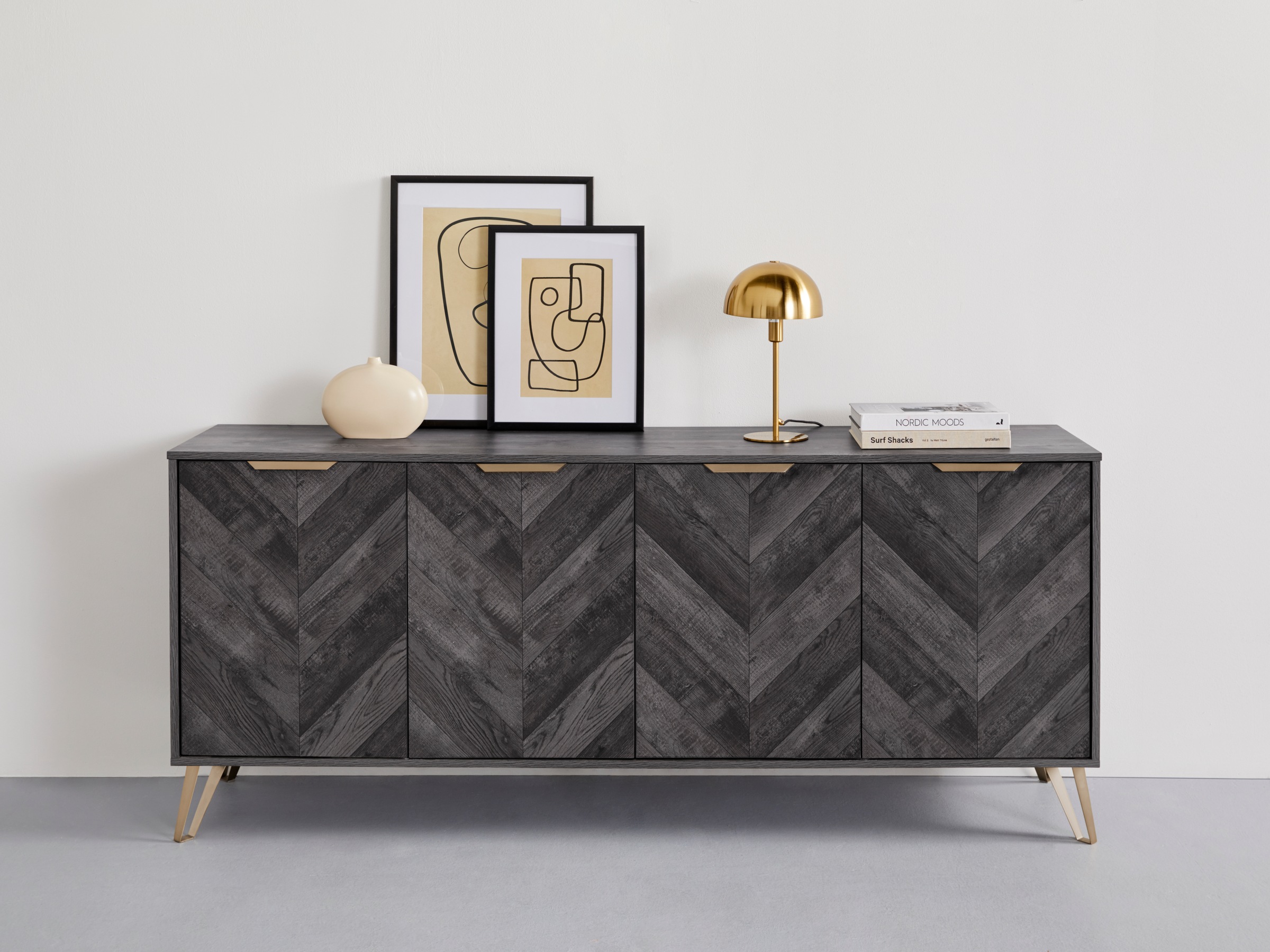 Leonique Sideboard »Nanterie«, aus einer edlen Holzoptik, mit Fischgrätenmuster, Breite 176,5 cm