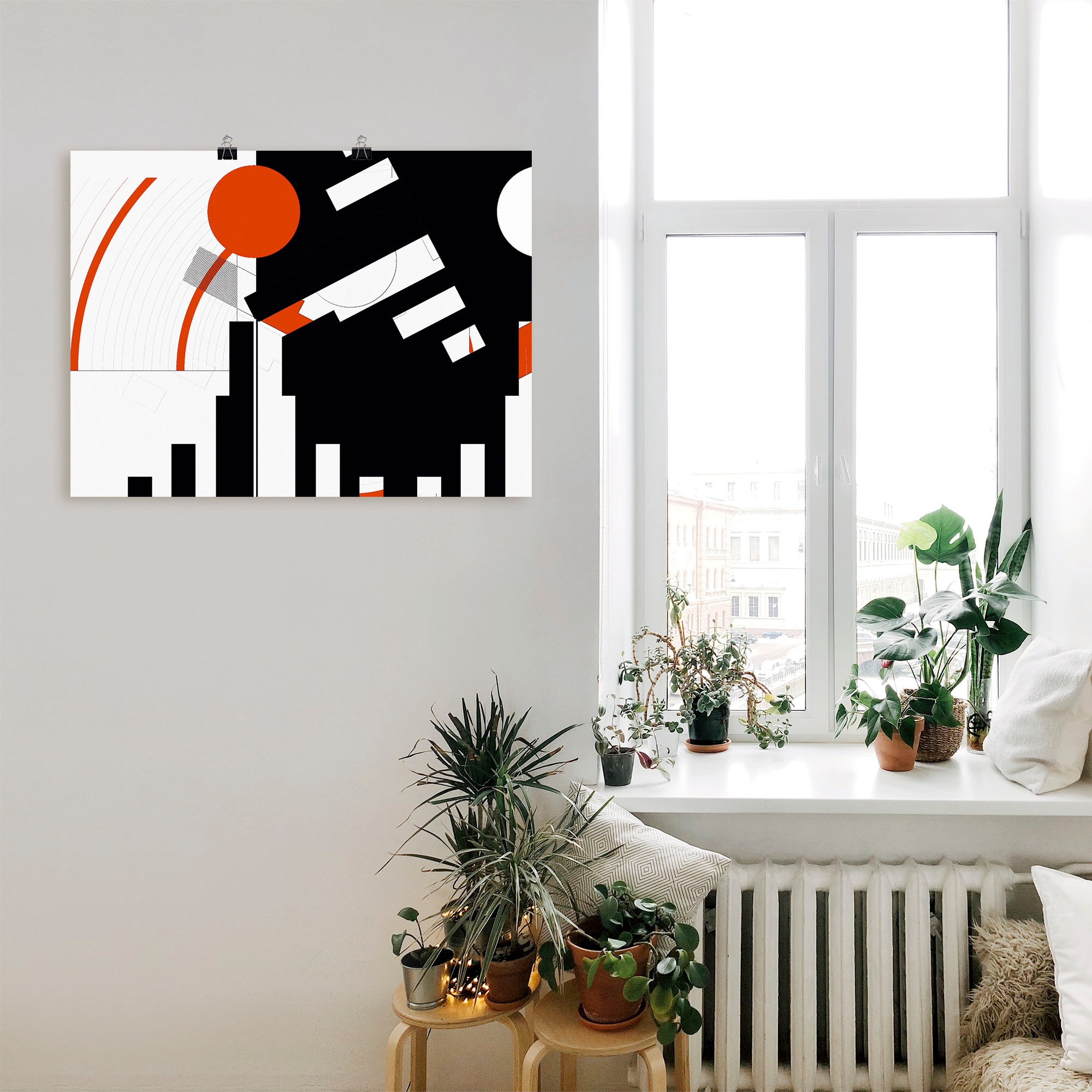 Artland Wandbild »Schwarz weiß trifft rot Version 5«, Muster, (1 St.), als Leinwandbild, Poster in verschied. Größen