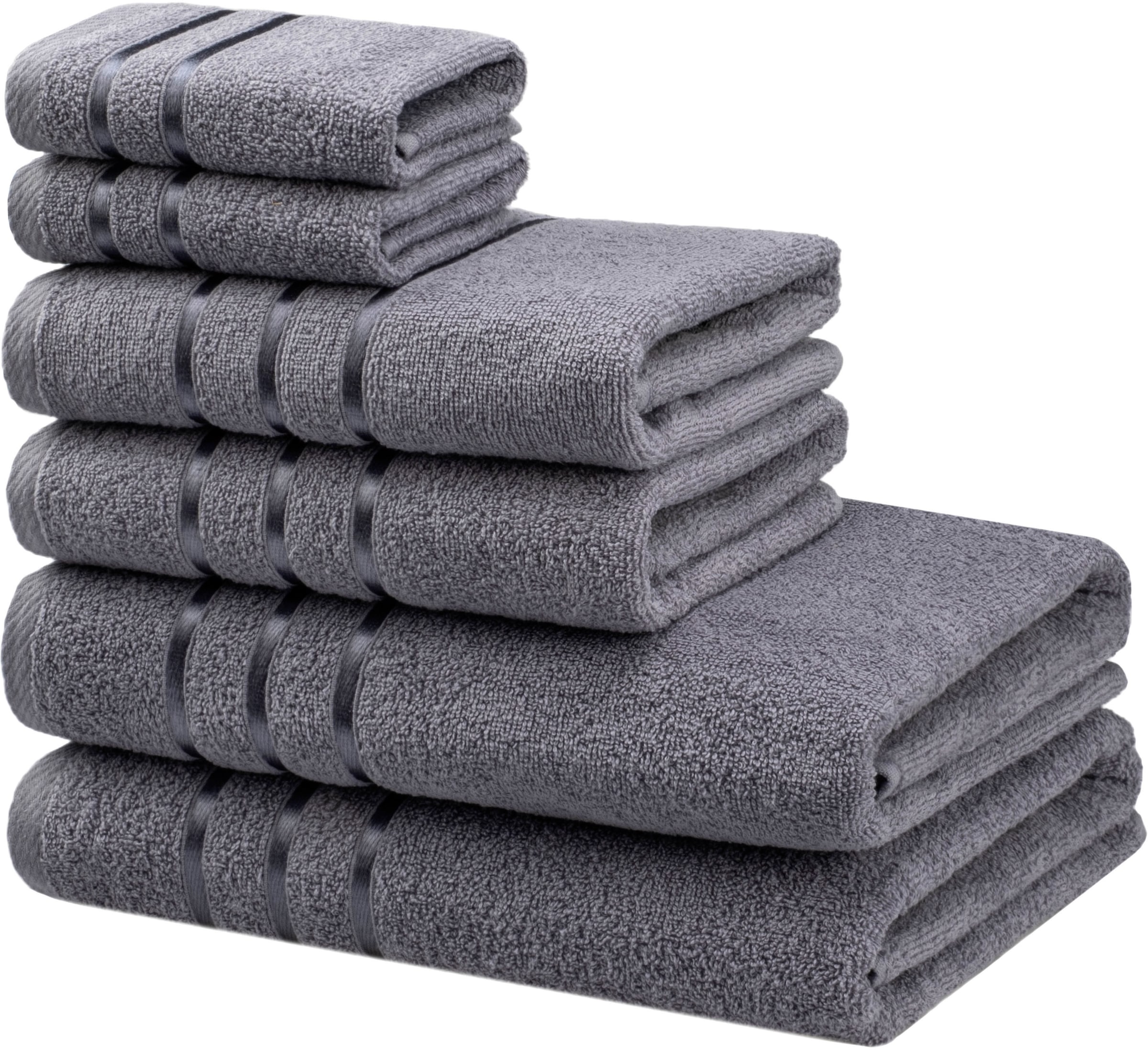 Bruno Banani Handtuch Set "Clement, Duschtücher, Handtücher, Seiftücher" Set mit dezent glänzender Streifenbordüre, einfarbig, aus 100% Baumwolle