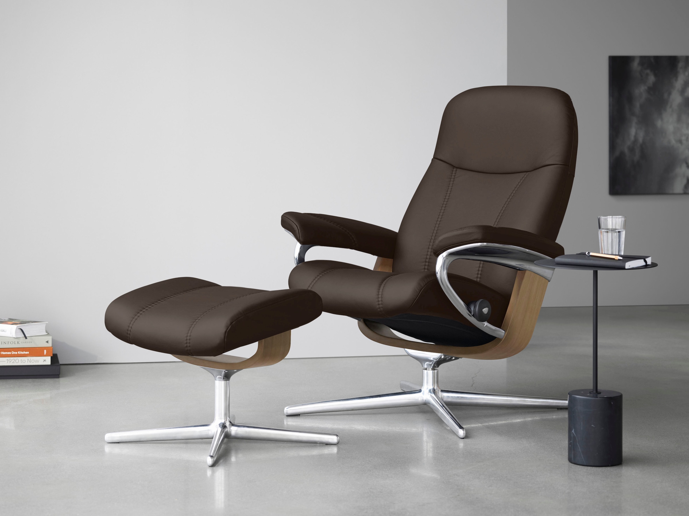 Stressless® Relaxsessel »Consul« mit Cross Base, Größe S, M & L, Holzakzent Eiche, in 2 Bezugsqualitäten lieferbar