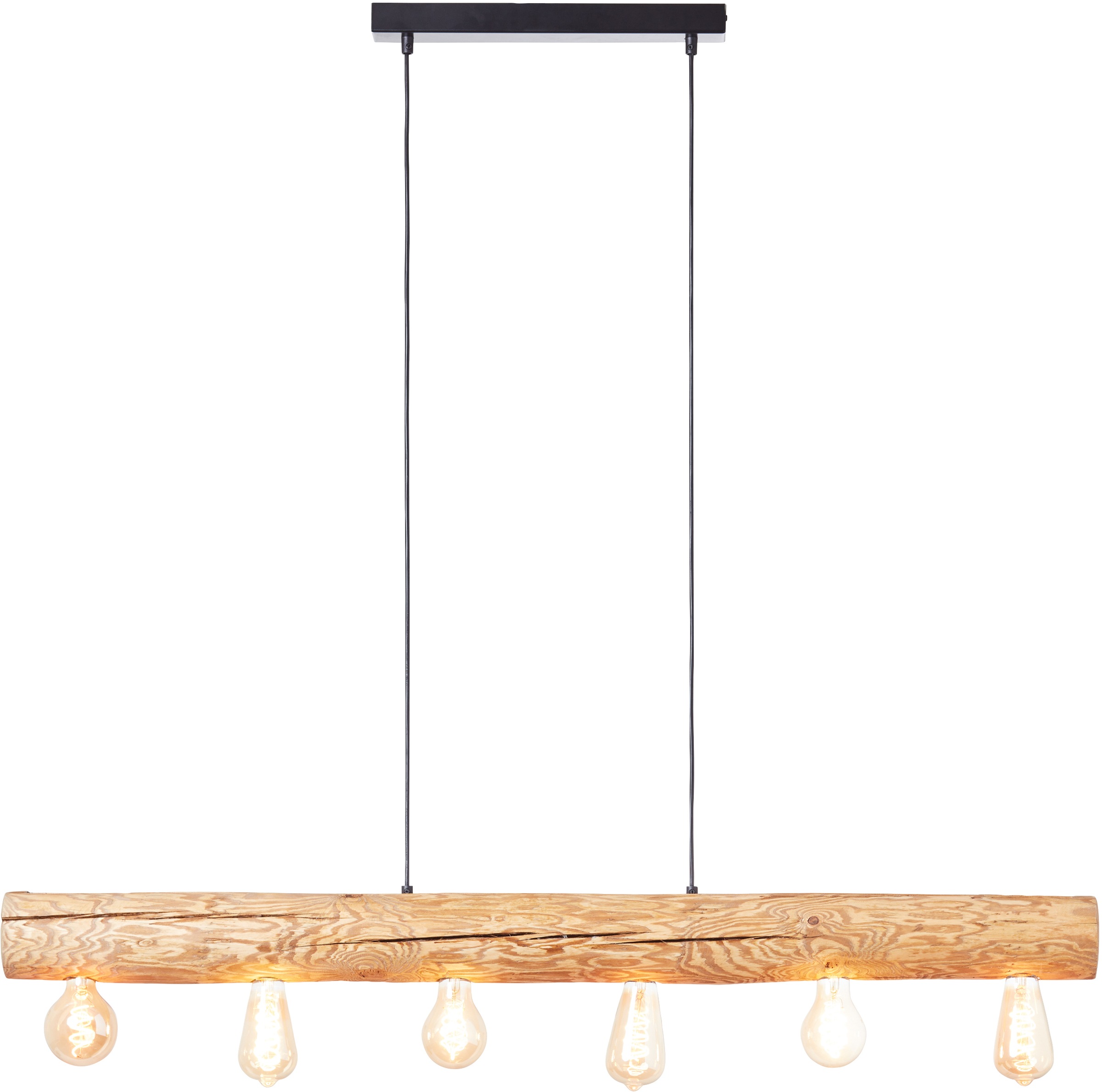 Brilliant Pendelleuchte »Trabo«, 6 flammig, Leuchtmittel E27 | ohne Leuchtmittel, 105cm Höhe, 115cm Breite, 6x E27, kürzbar, Holz/Metall, kiefer gebeizt