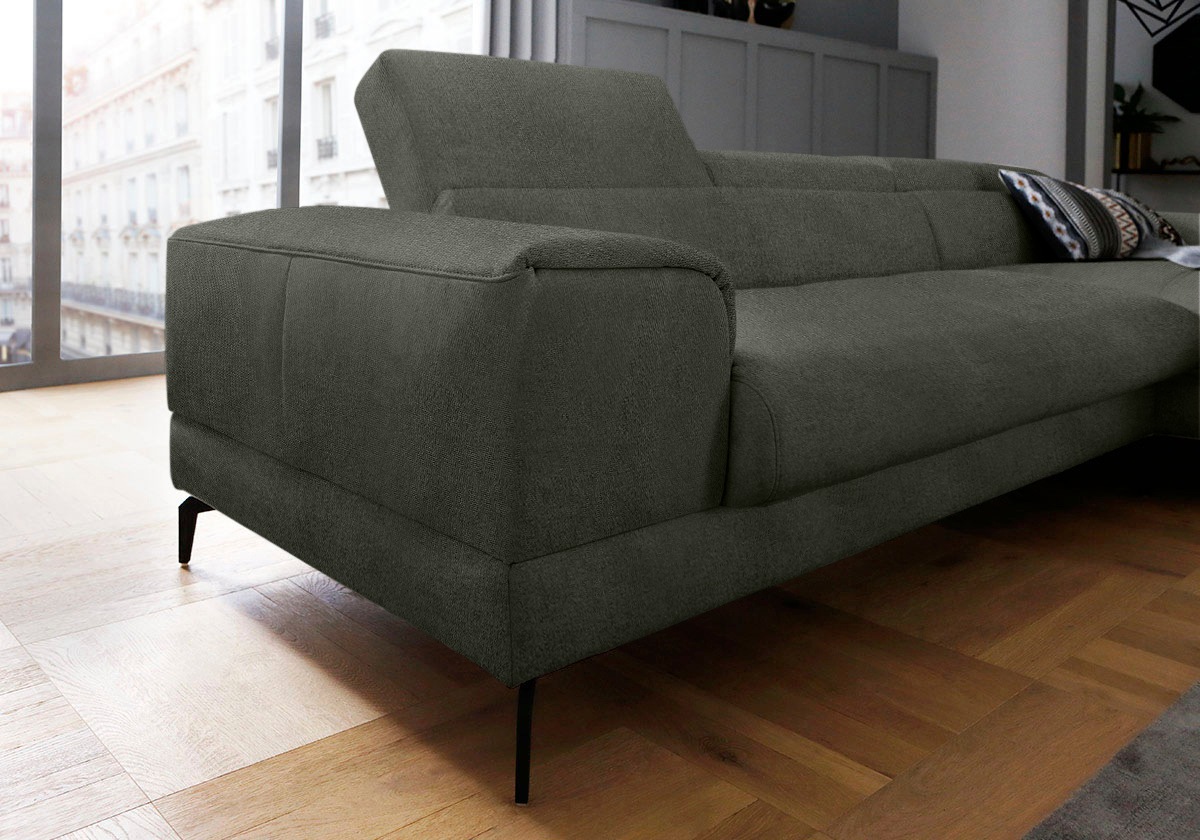 W.SCHILLIG Ecksofa »piedroo, Designsofa mit tollem Sitzkomfort, L-Form«, Kopfteilverstellung, wahlweise mit Sitztiefenverstellung, Breite 303cm