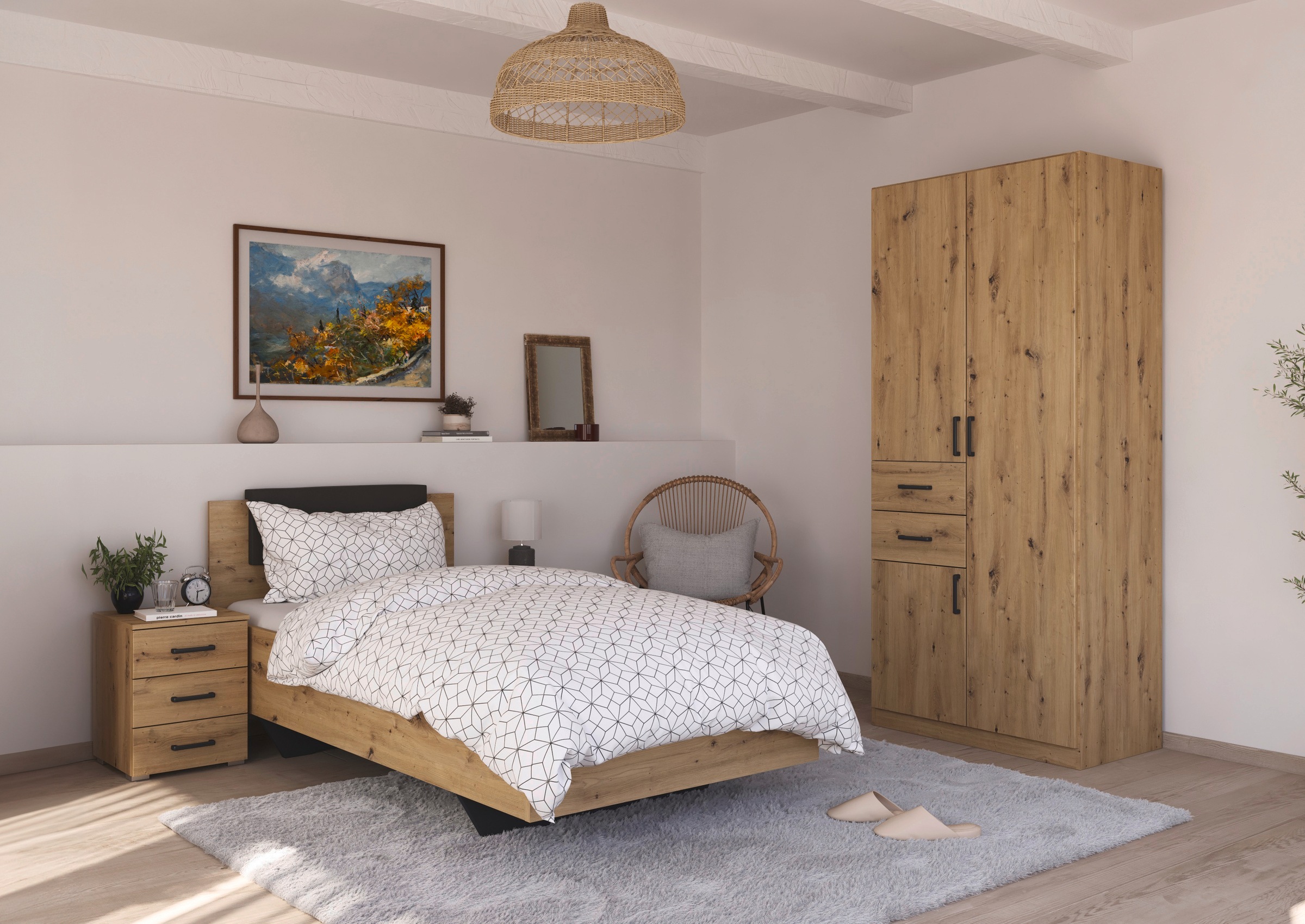 rauch Drehtürenschrank »Kleiderschrank Schrank Garderobe MAIKA mit Dekor-Front«, 2 Schubladen, in verschiedenen Breiten, Höhen, Farben, MADE IN GERMANY