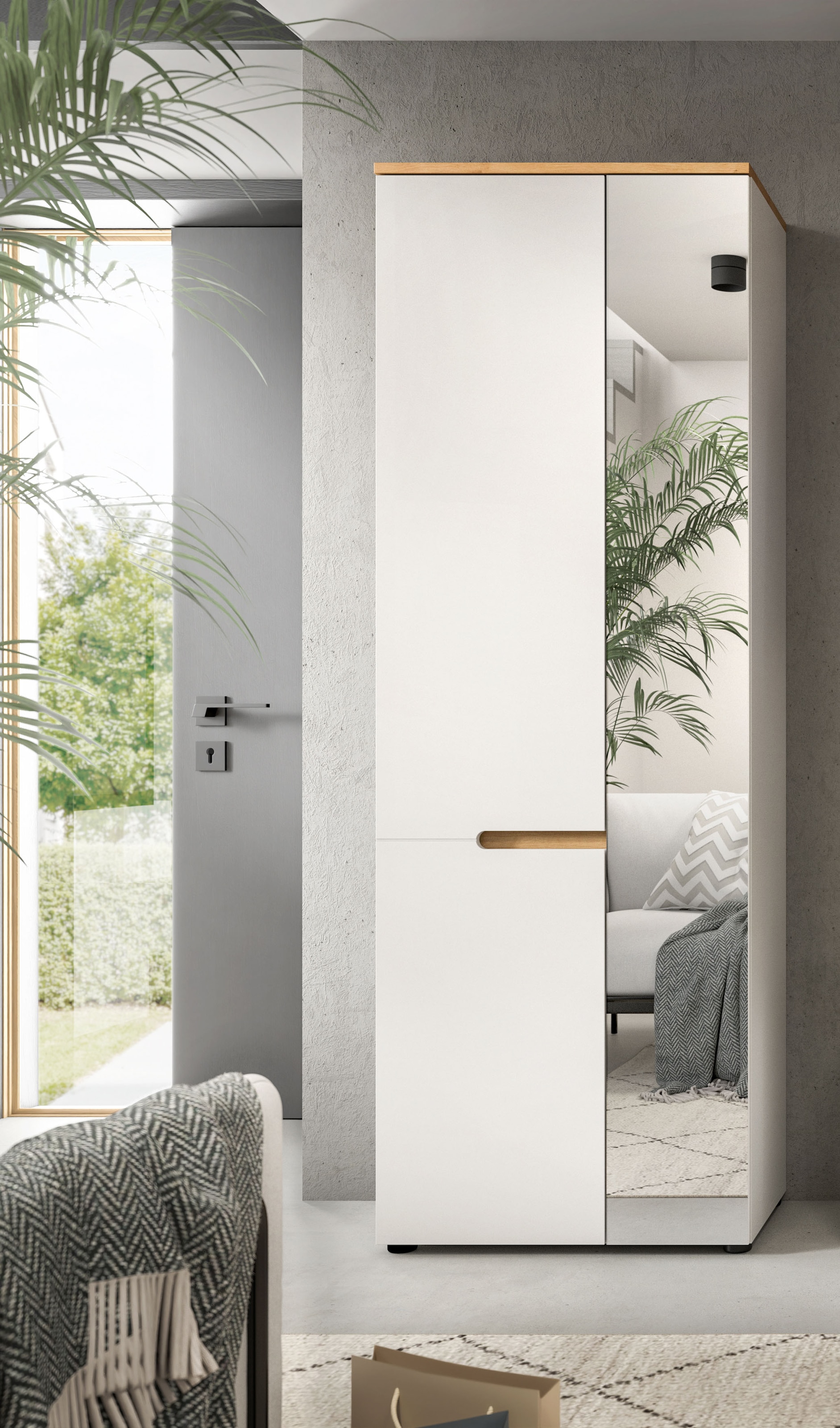 Home affaire Garderobenschrank »REHAT, TOPSELLER!, Höhe 190cm, 2 Türen, 6 Fächer, 1 Kleiderstange« in verschiedenen Farben erhältlich, 1 Stk. tlg. Garderobe, Flurschrank, Dielenschrank, Kleiderschrank, Garderobenmöbel